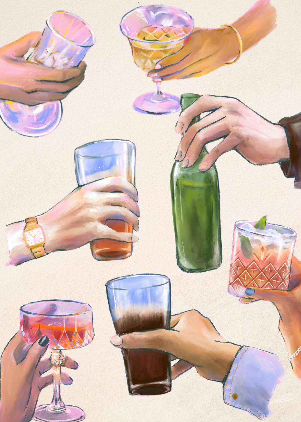 Cheers to Life Toasting Hands Wall Art