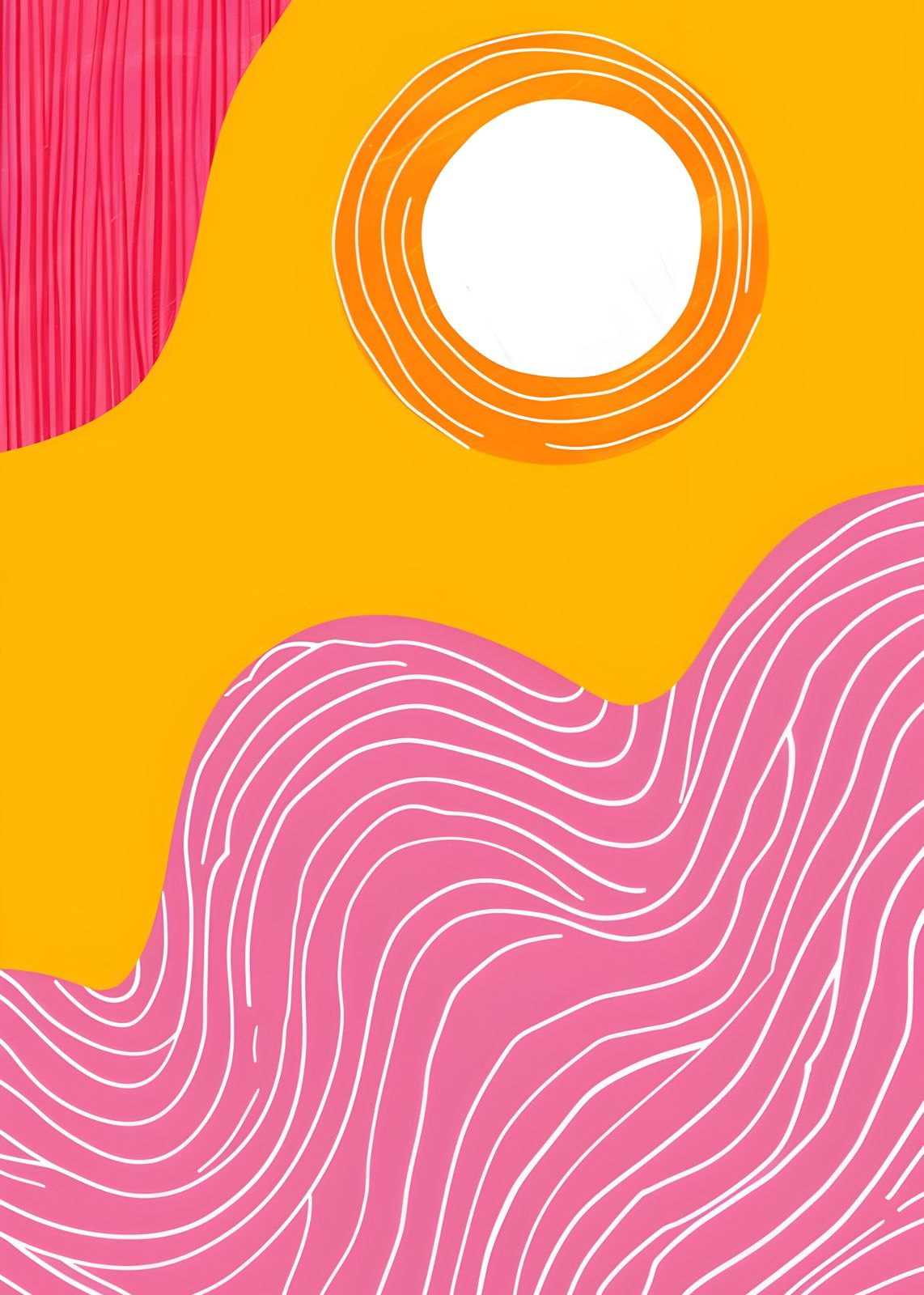 Vibrant Abstract Sun & Waves Wall Art