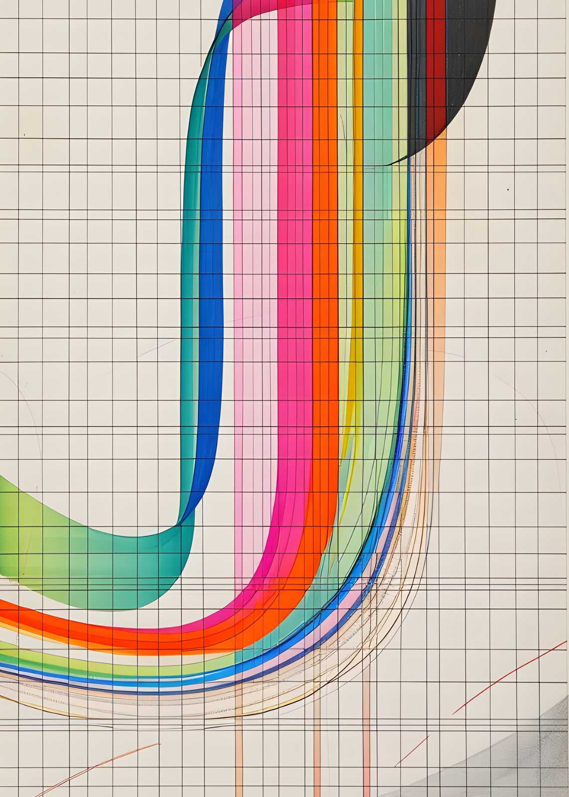 Vibrant Abstract Ribbon Grid Wall Art