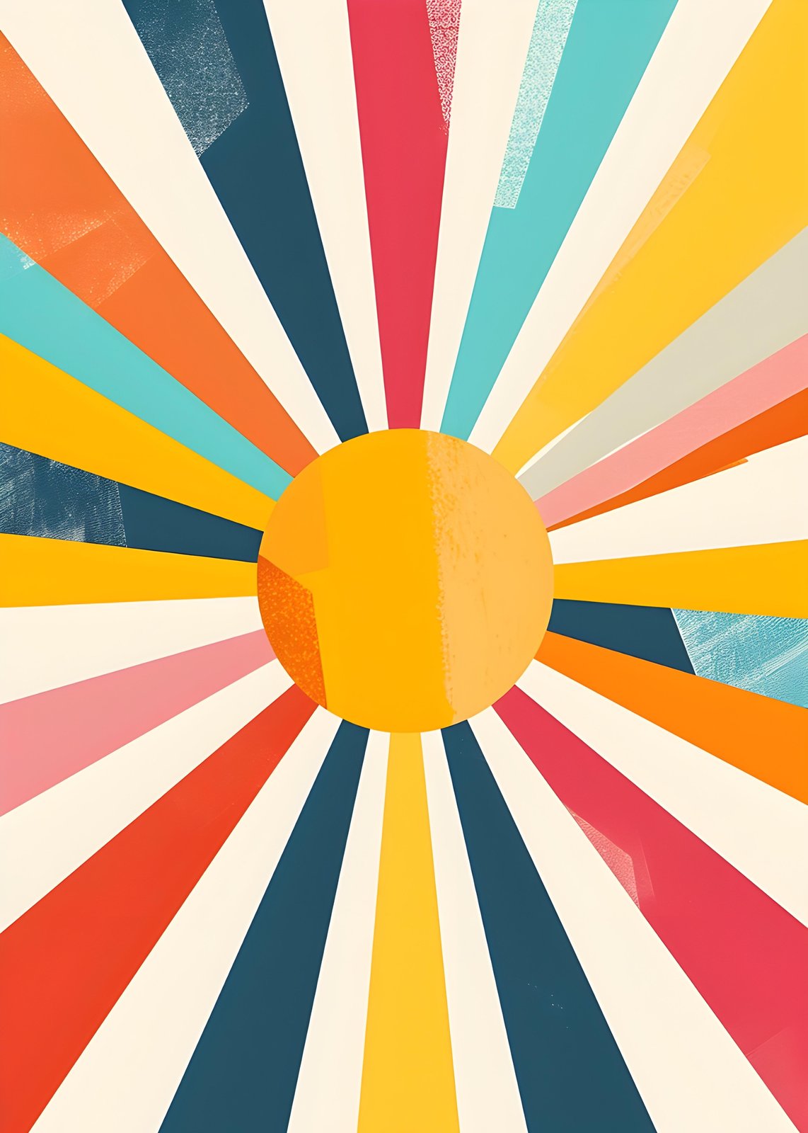 Retro Sunburst Abstract Wall Art | Boho Wall Art