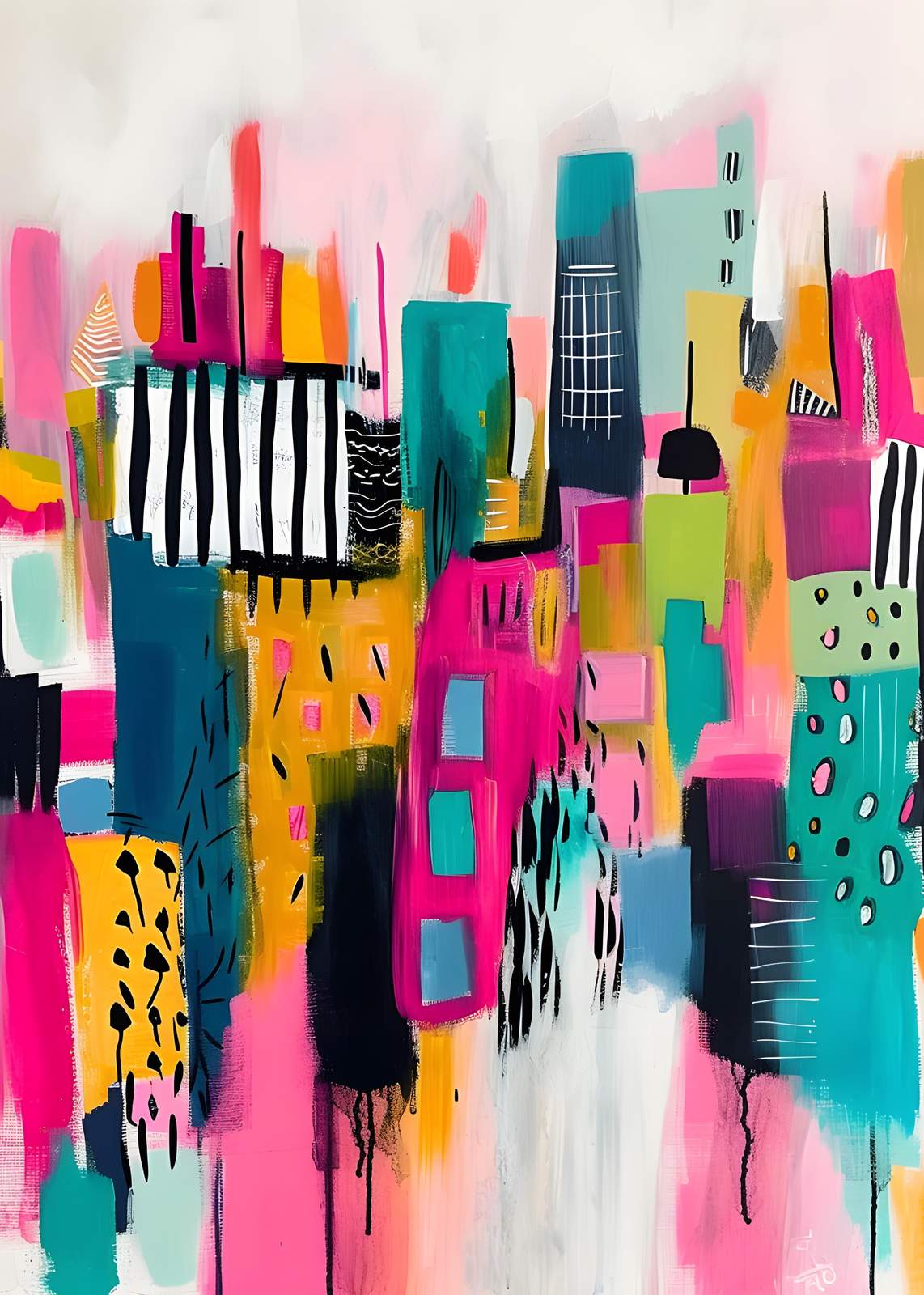 Vibrant Cityscape Abstract Art Wall Art