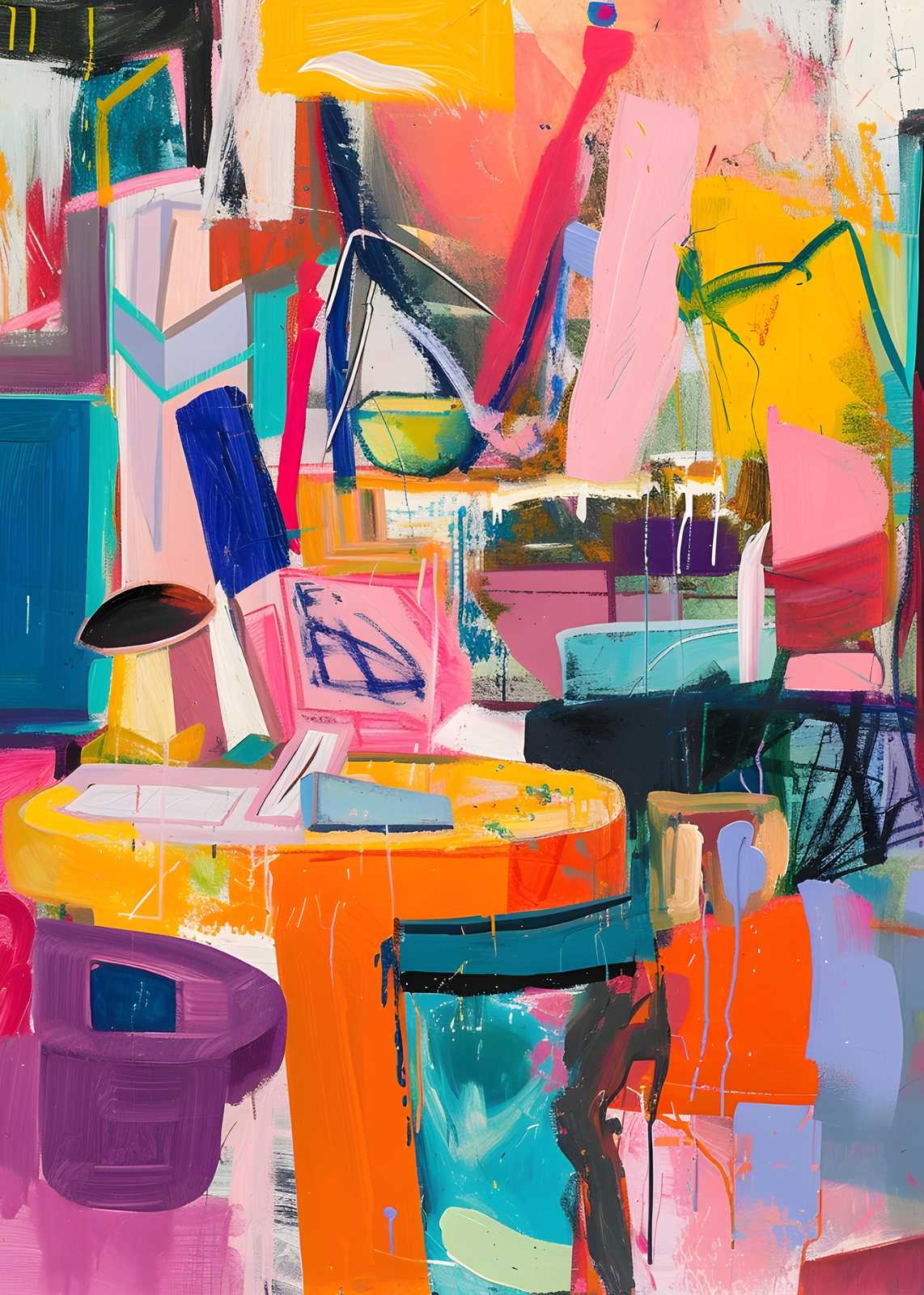Vibrant Abstract Expressionist Wall Art Wall Art
