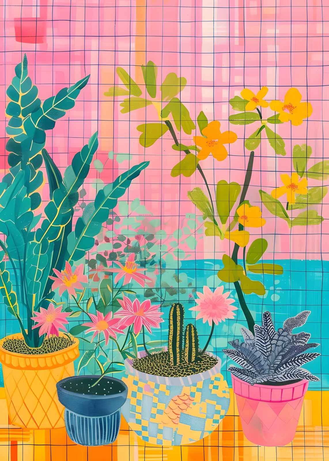 Vibrant Pink Garden Boho Wall Art