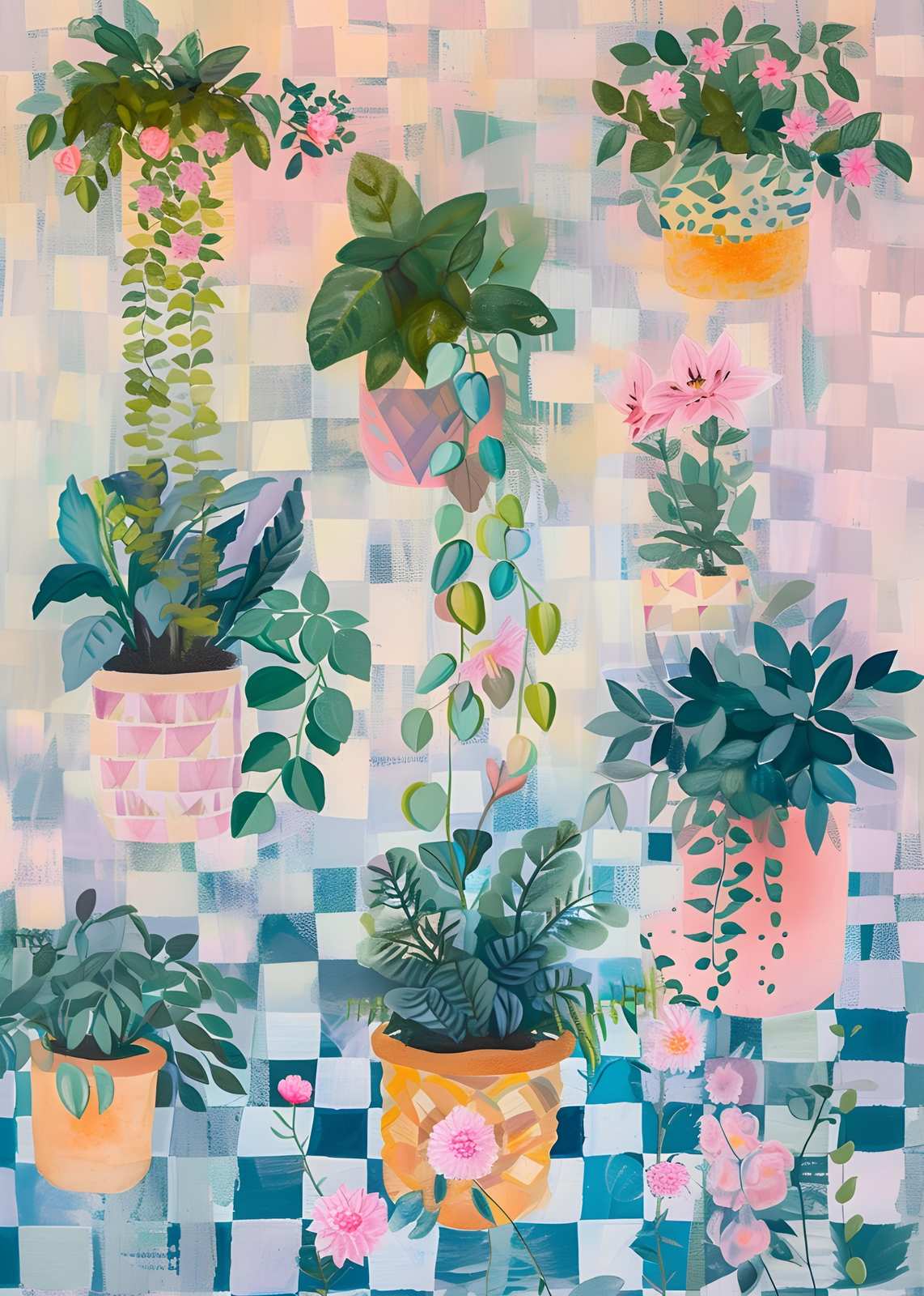 Bohemian Potted Plants Wall Art
