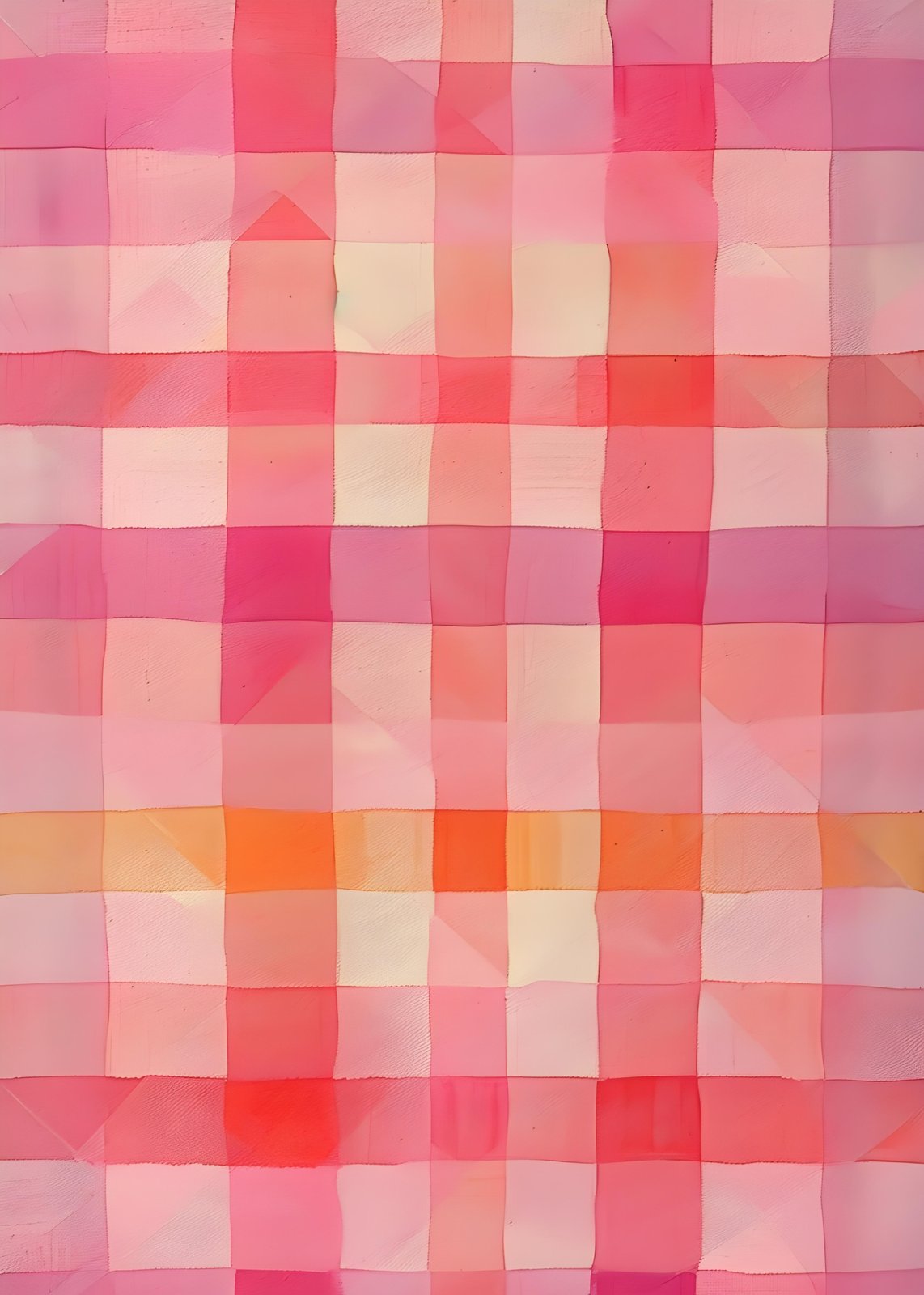 Vibrant Pink Plaid Abstract Wall Art