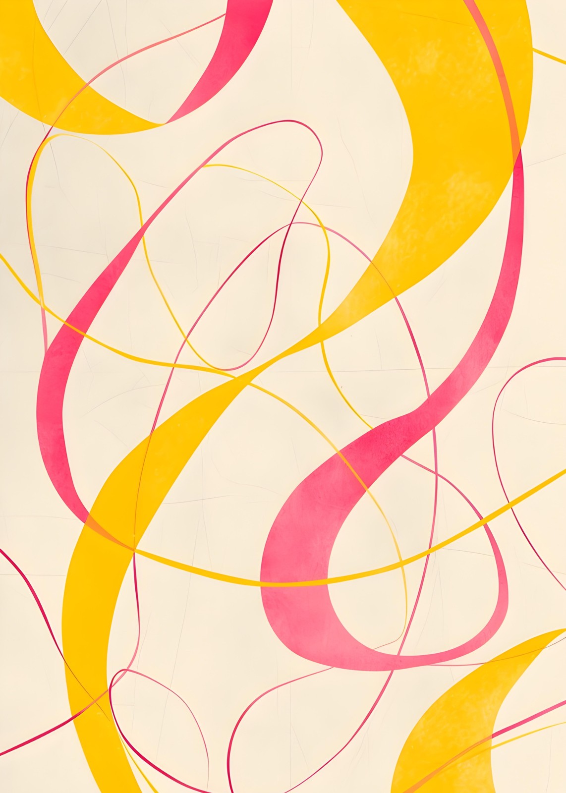 Vibrant Swirl Abstract Yellow & Pink Wall Art