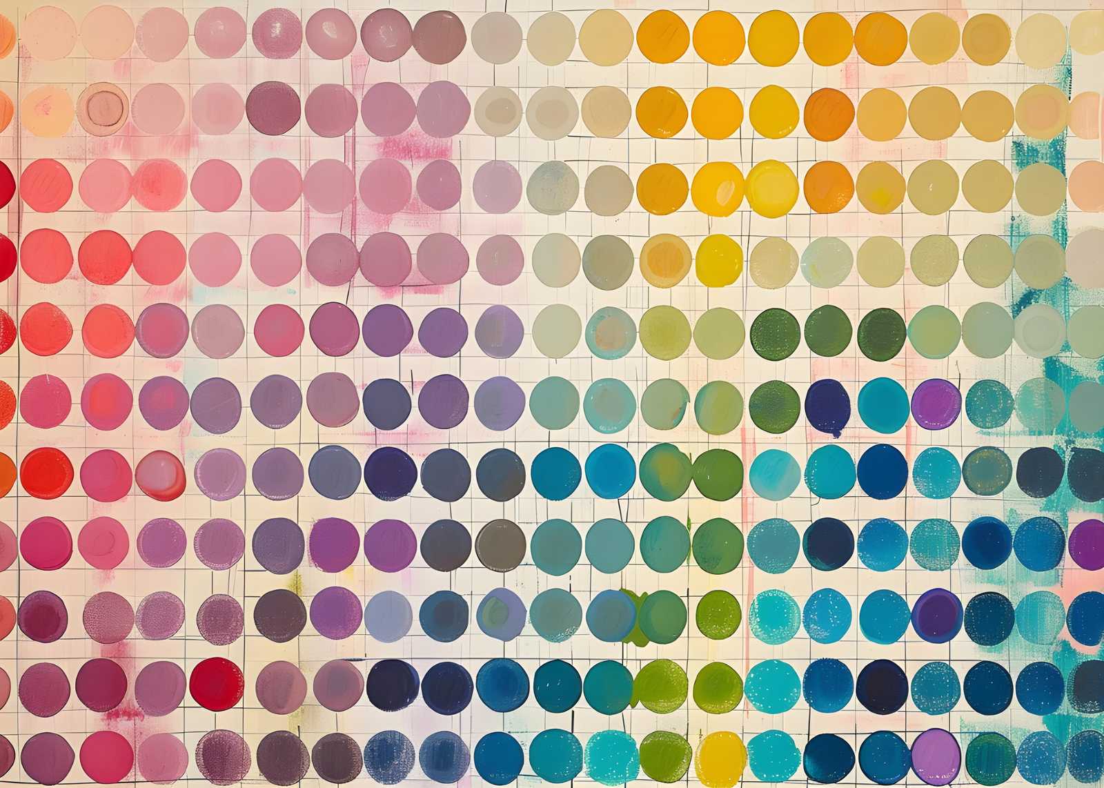 Vibrant Rainbow Dot Grid Wall Art