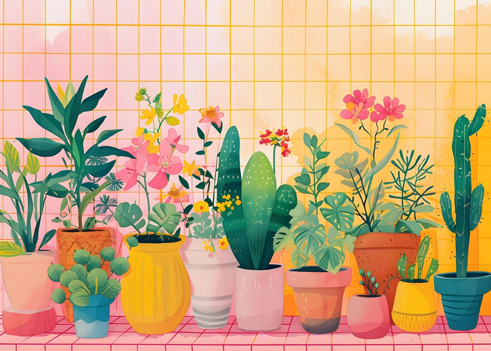 Vibrant Potted Plants & Flowers Wall Art