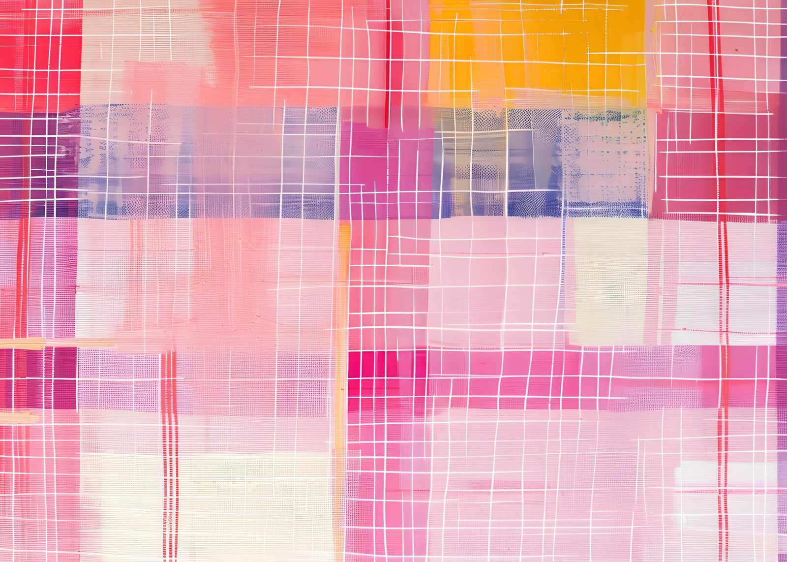 Vibrant Pink Grid Abstract Wall Art