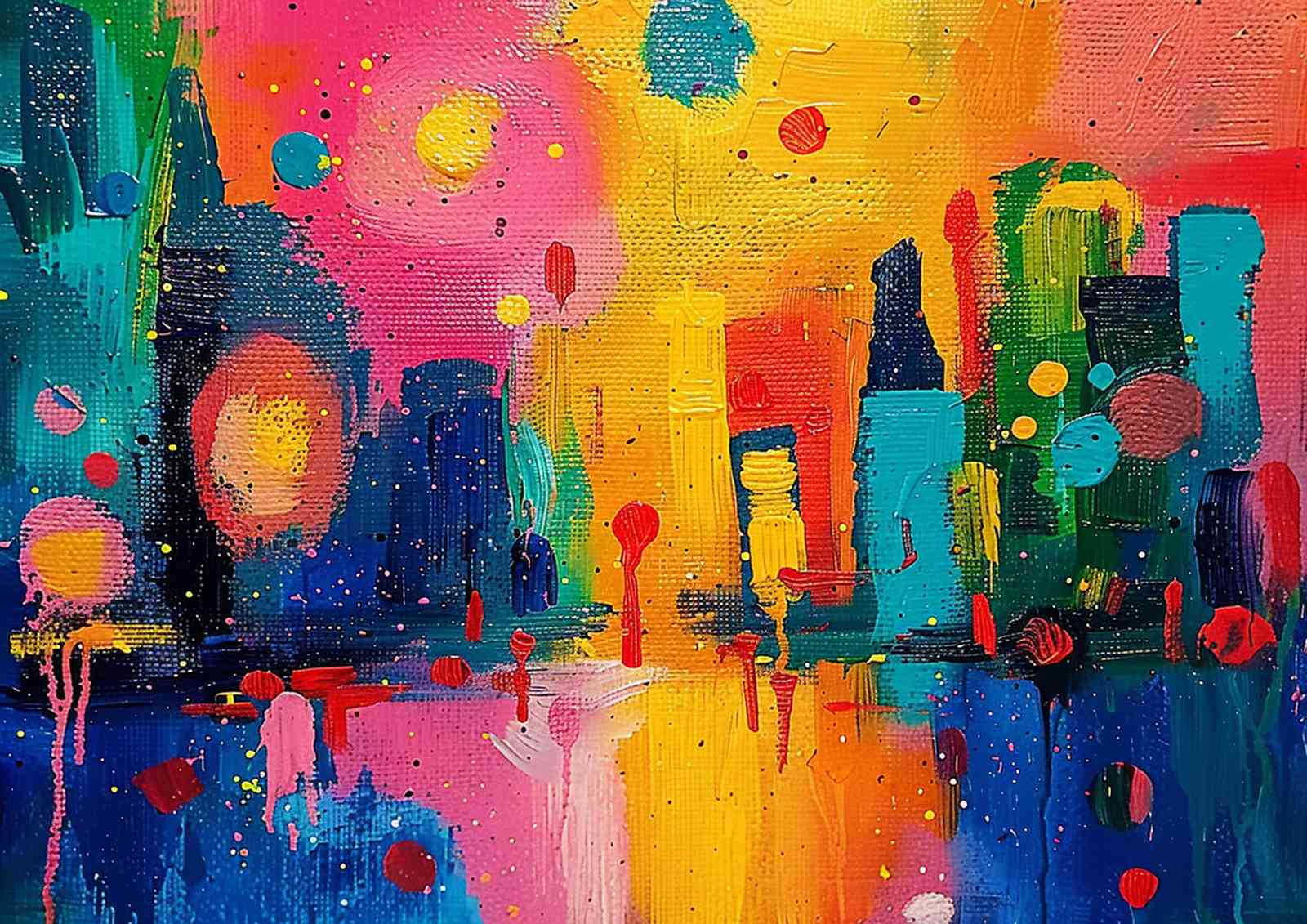 Vibrant Cityscape Abstract Wall Art