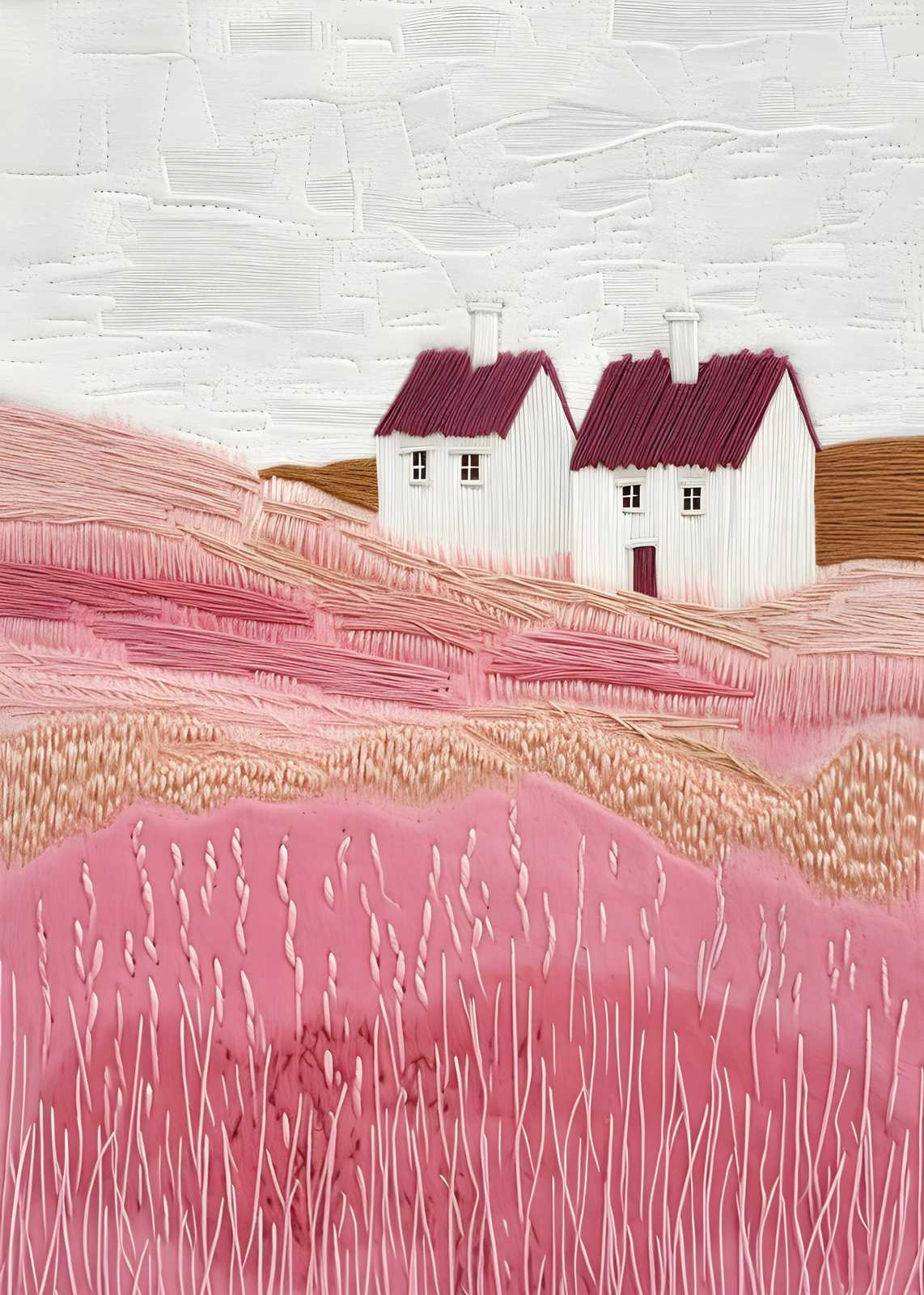 Charming Cottage Landscape Textile Wall Art