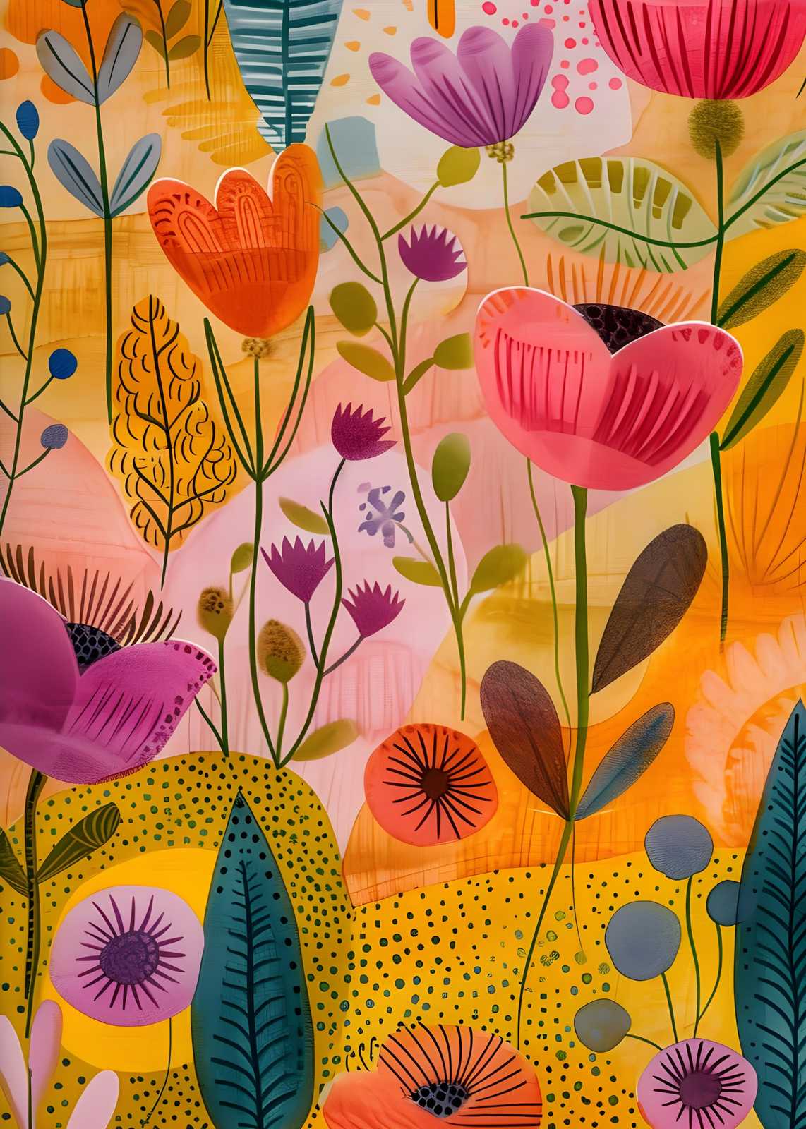 Vibrant Floral Abstract Wall Art