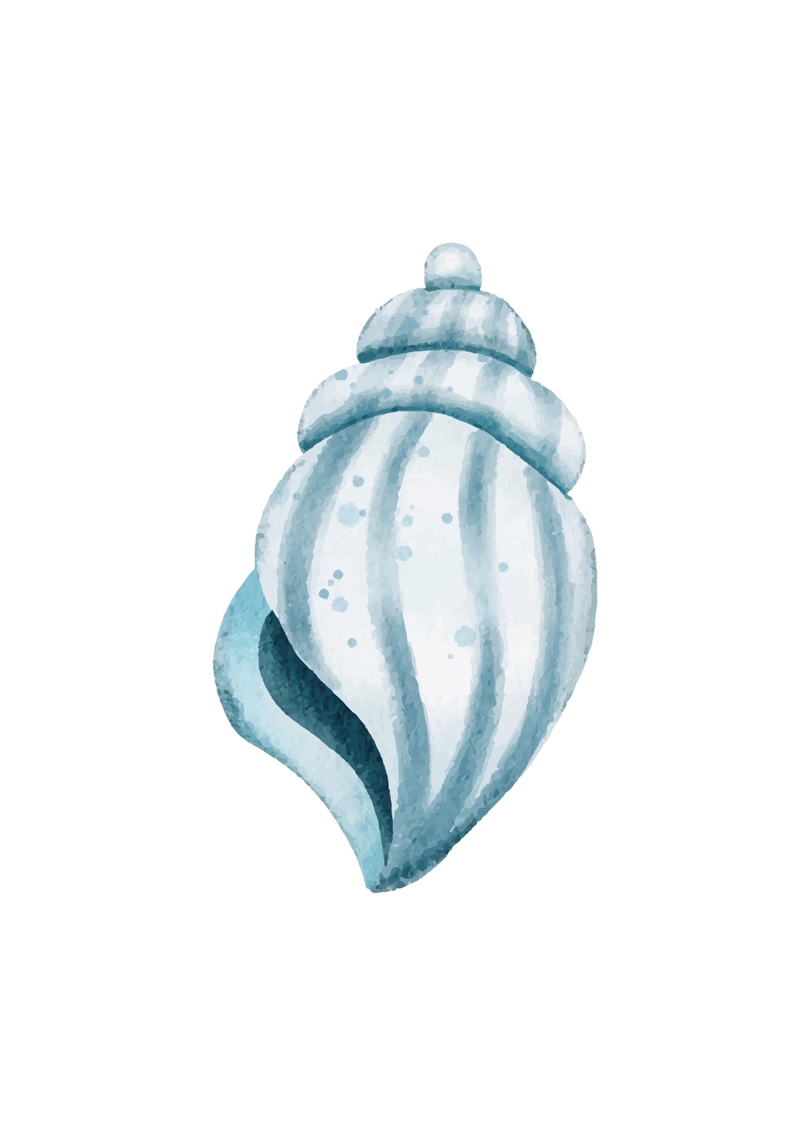 Serene Blue Seashell Watercolor Wall Art