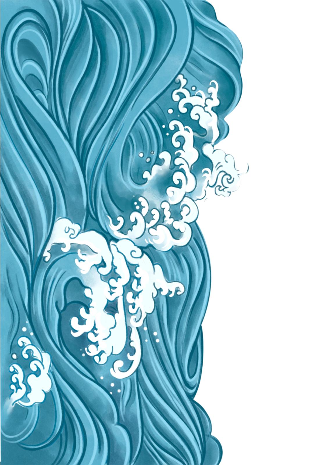 Serene Ocean Waves Japanese Art Wall Art