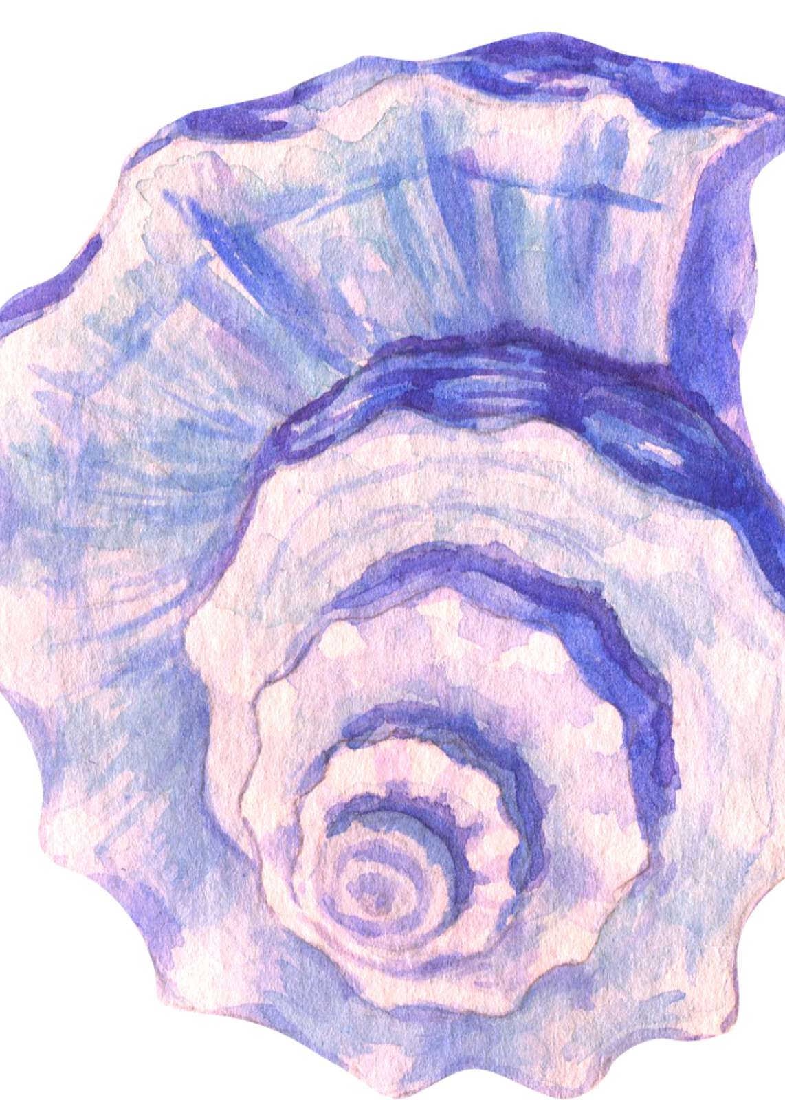 Serene Blue Seashell Watercolor Wall Art