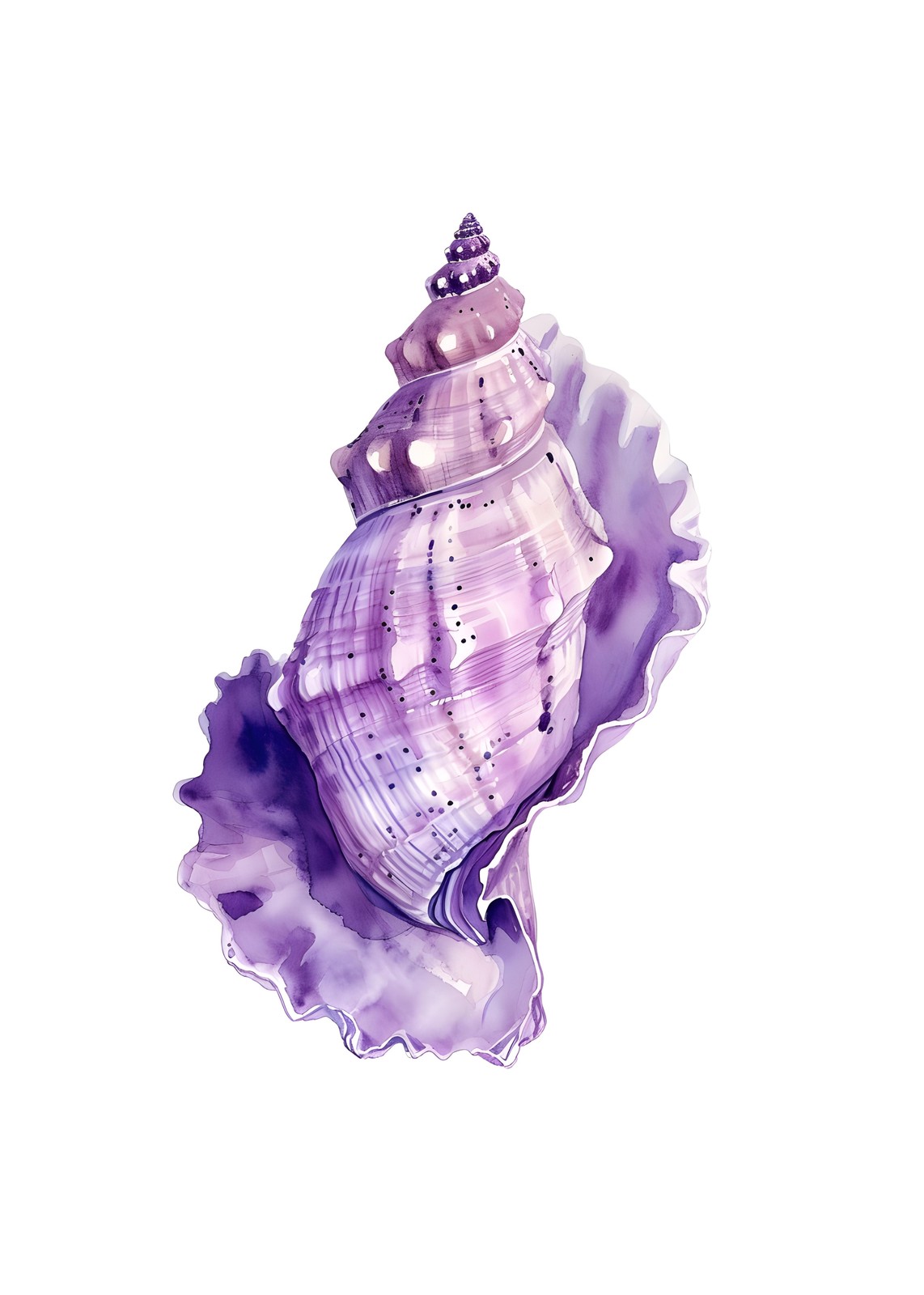 Elegant Purple Seashell Watercolor Wall Art