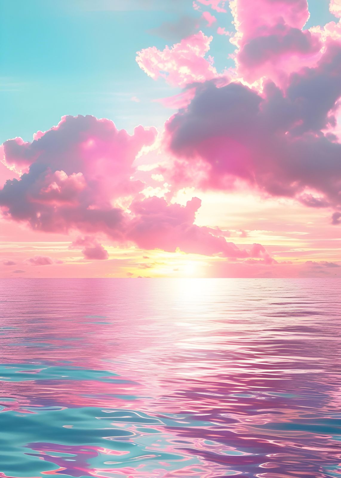 Dreamy Pink Sunset Ocean Wall Art
