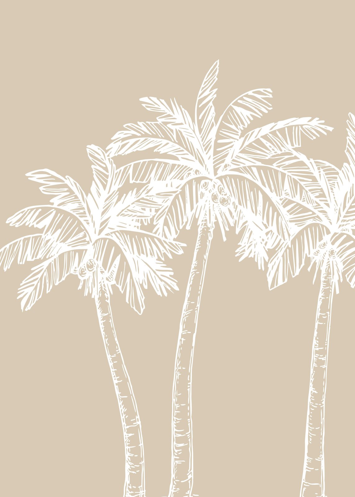 Minimalist Palm Trees Sketch Wall Art