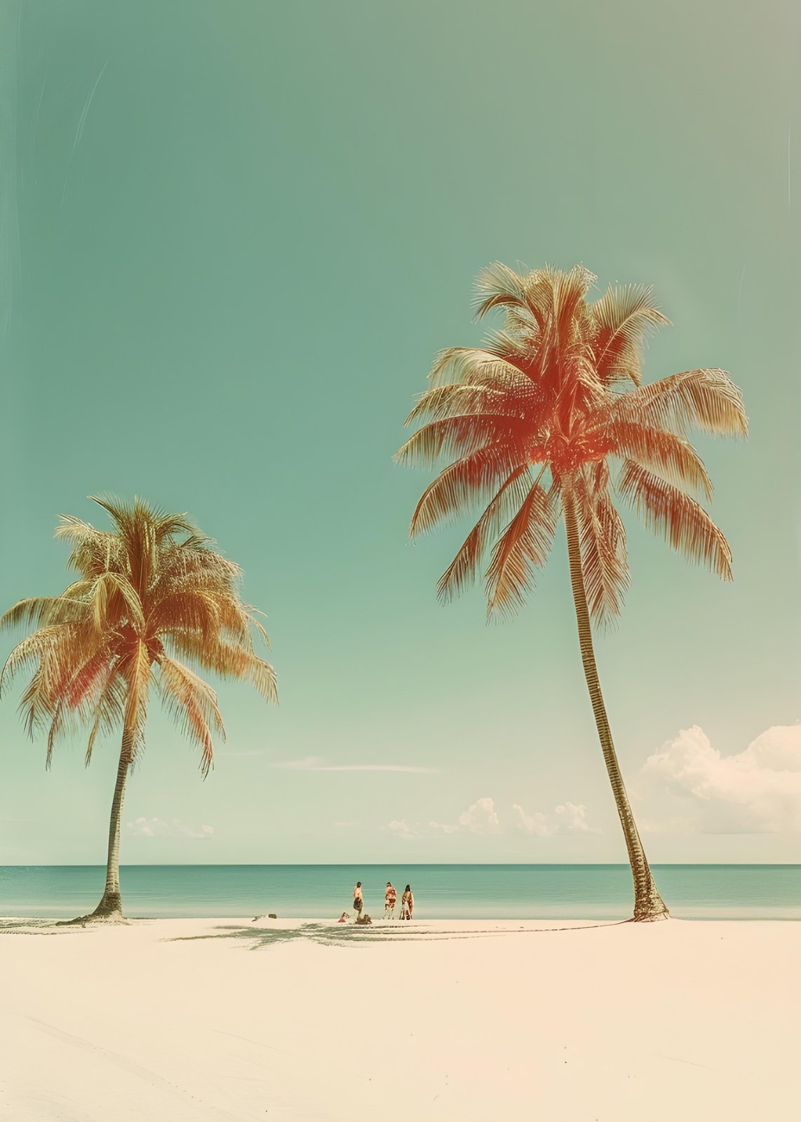 Retro Beach Palm Trees Wall Art