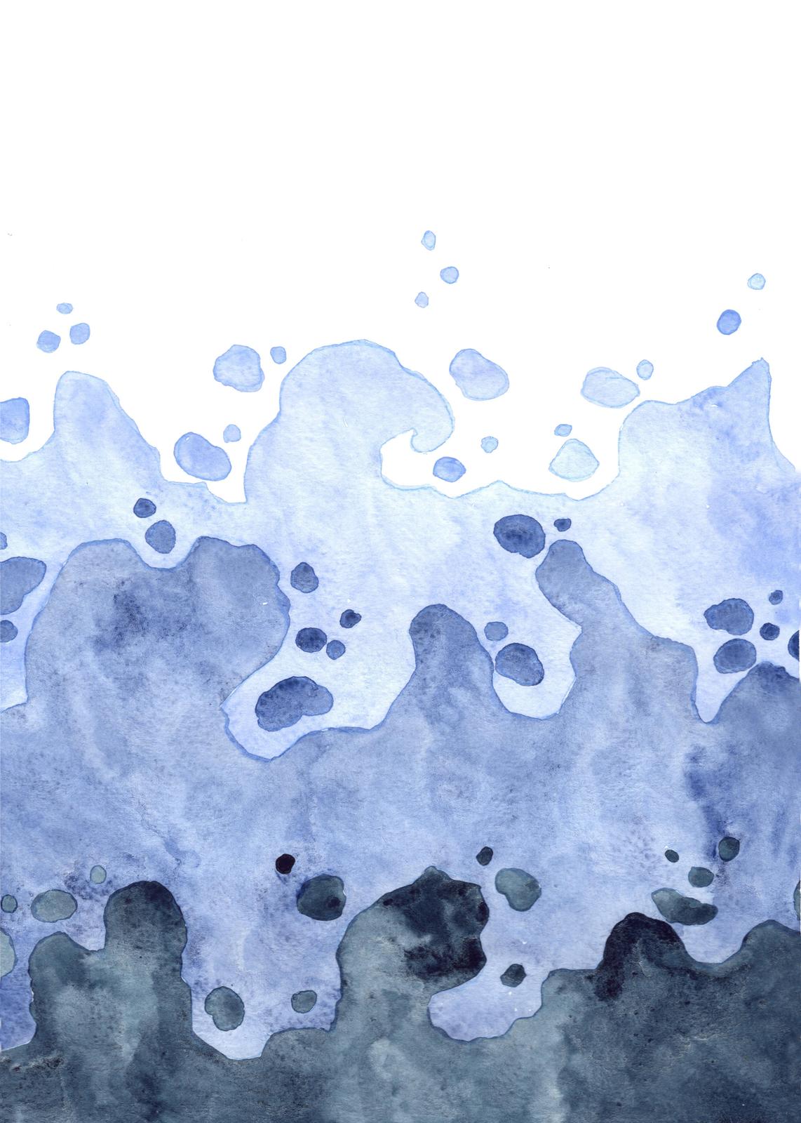 Serene Ocean Waves Watercolor Wall Art