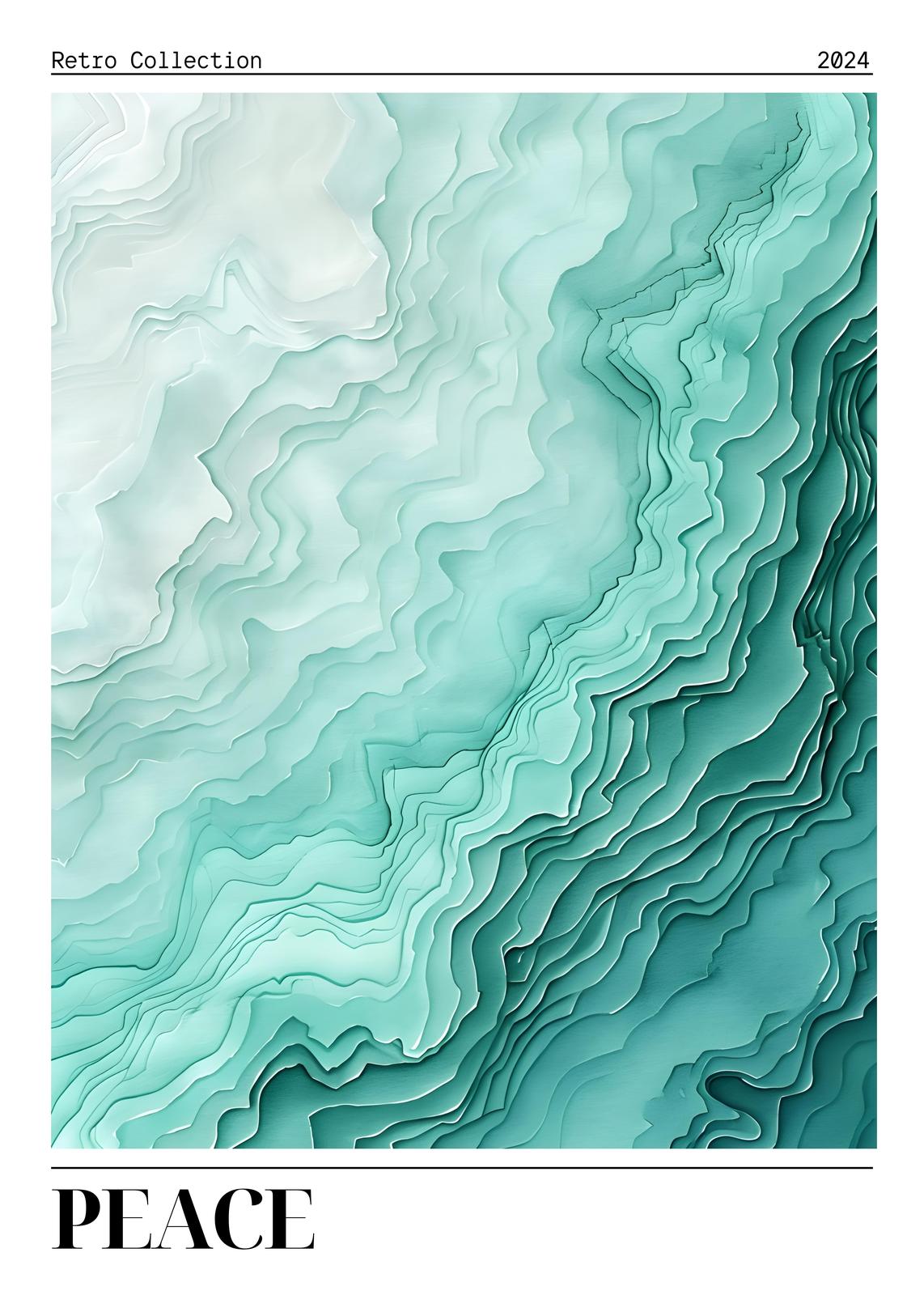 Serene Teal Abstract Topography Wall Art