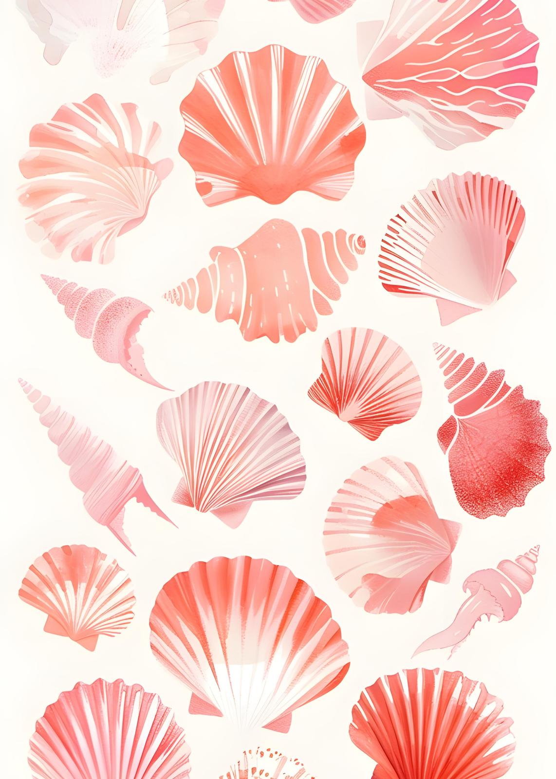 Coral Seashell Pattern Wall Art