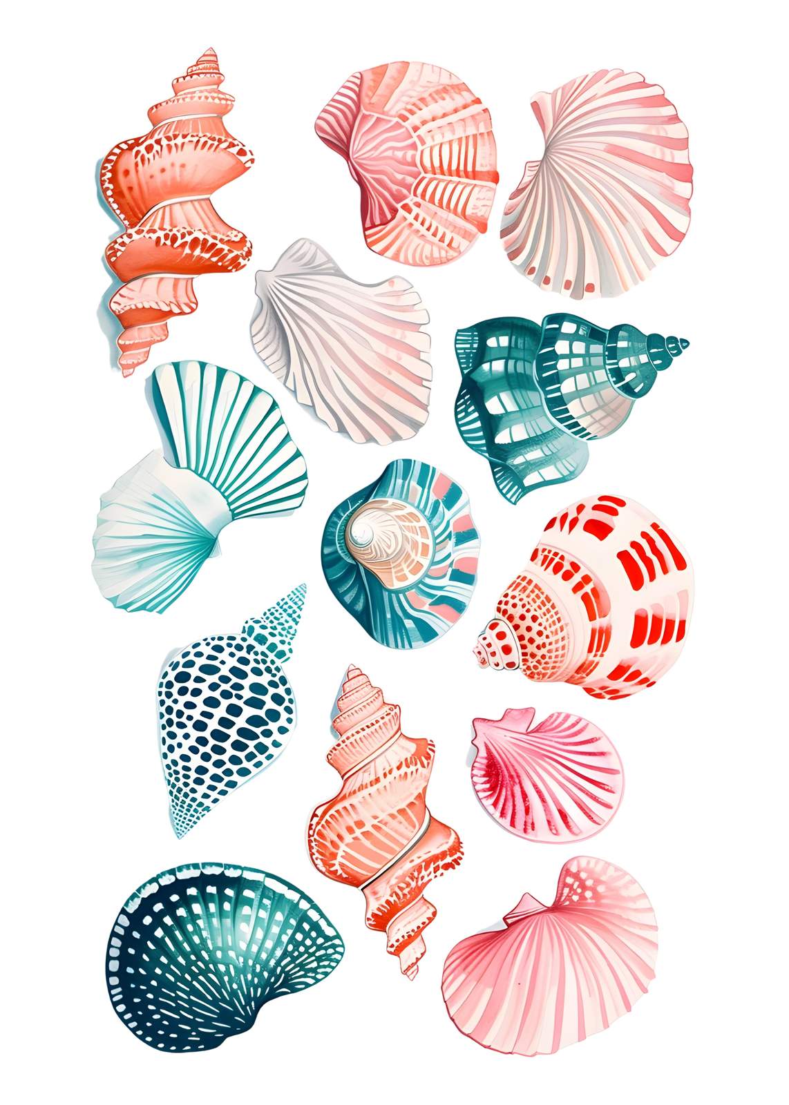 Coastal Seashell Collection Wall Art
