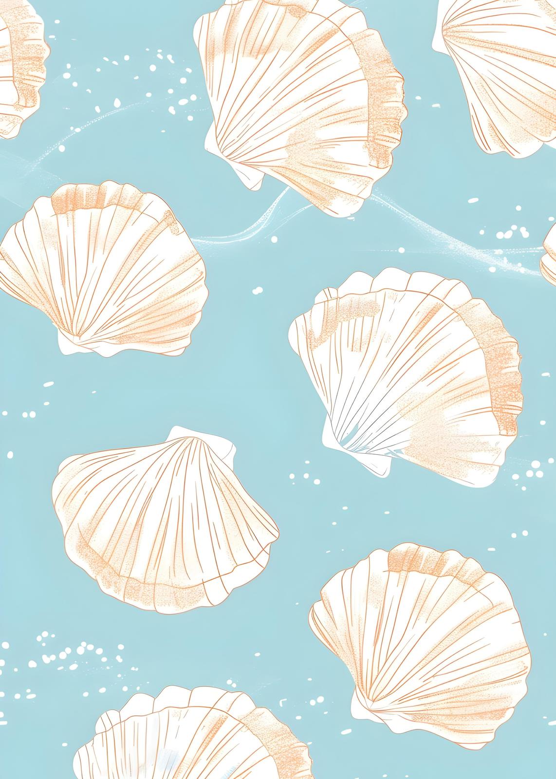 Coastal Seashells & Waves Wall Art