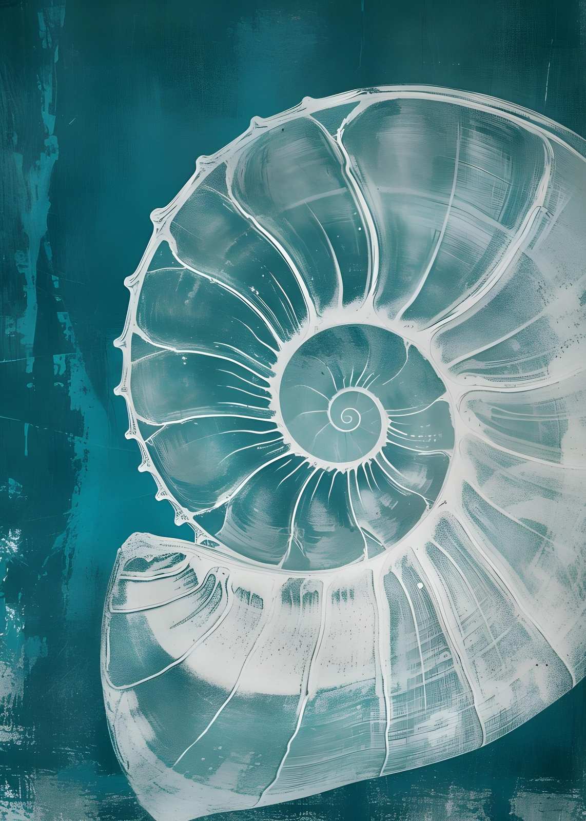 Abstract Nautilus Shell Coastal Wall Art