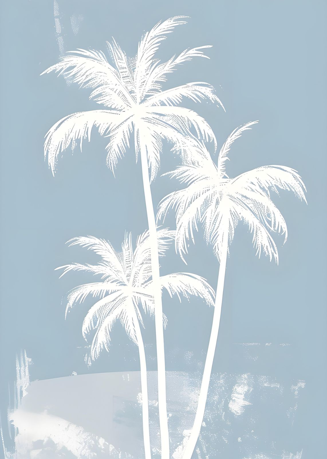 Serene Palm Grove Blue Wall Art