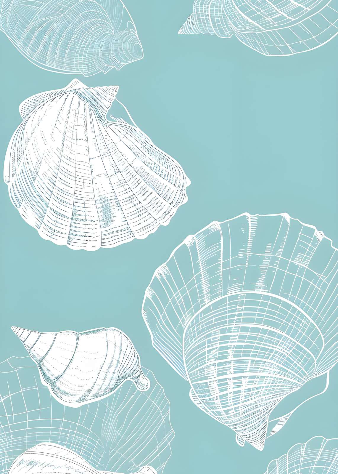 Serene Seashell Sketch Wall Art