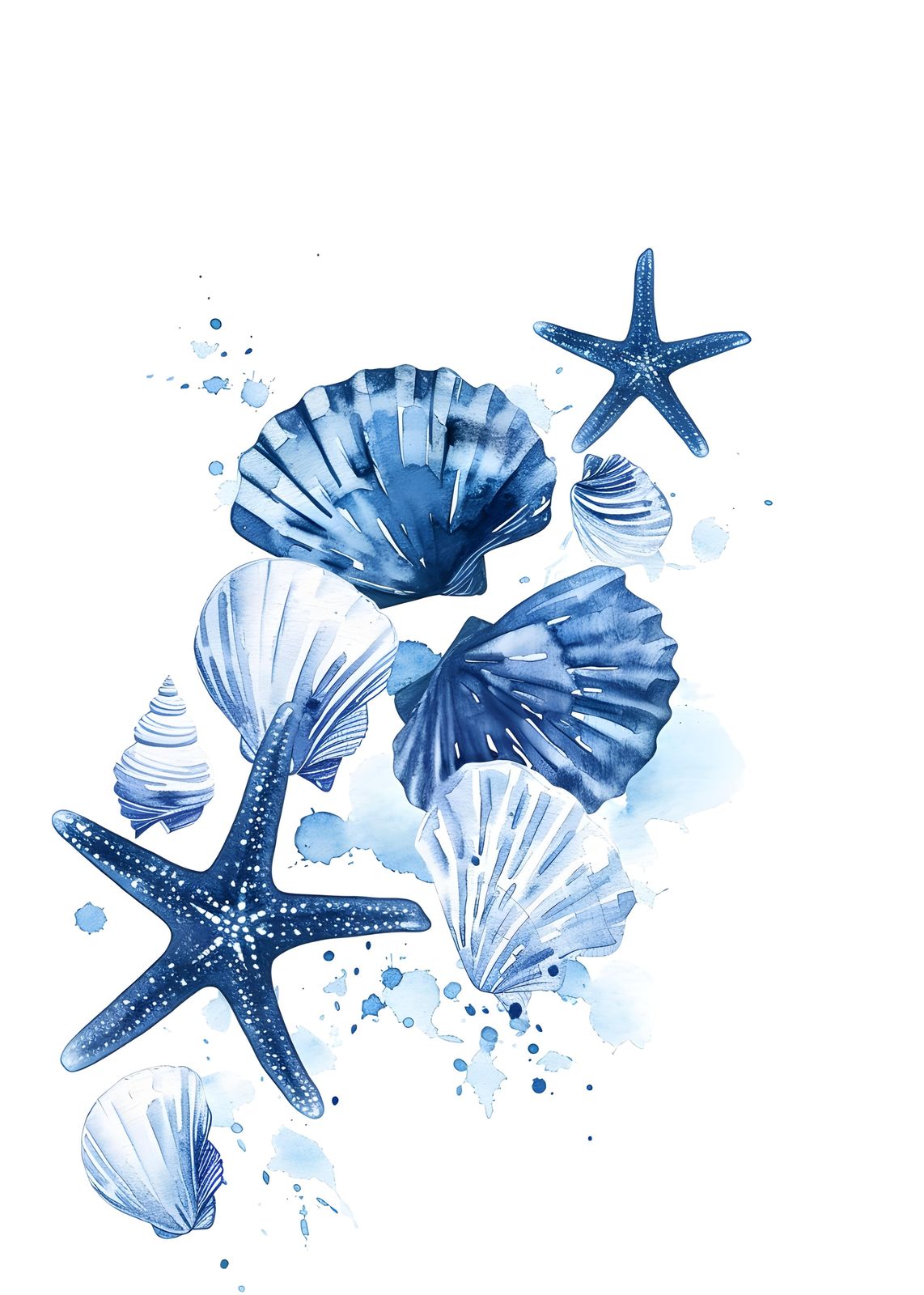 Ocean Blues Seashells & Starfish Wall Art