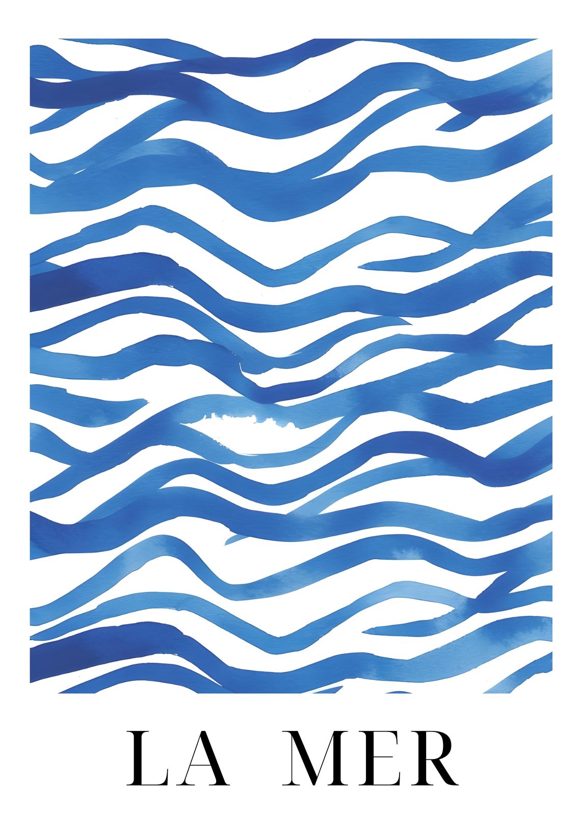 Abstract Blue Waves 'La Mer' Wall Art