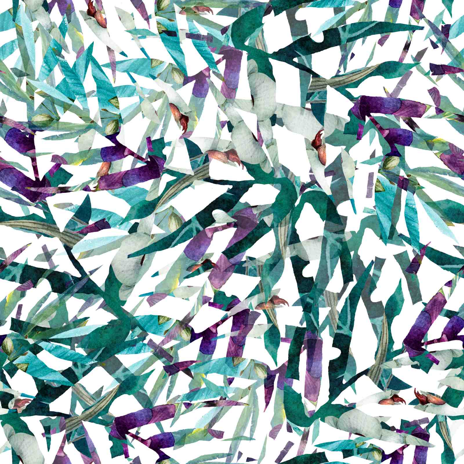 Abstract Floral Emerald & Amethyst Wall Art