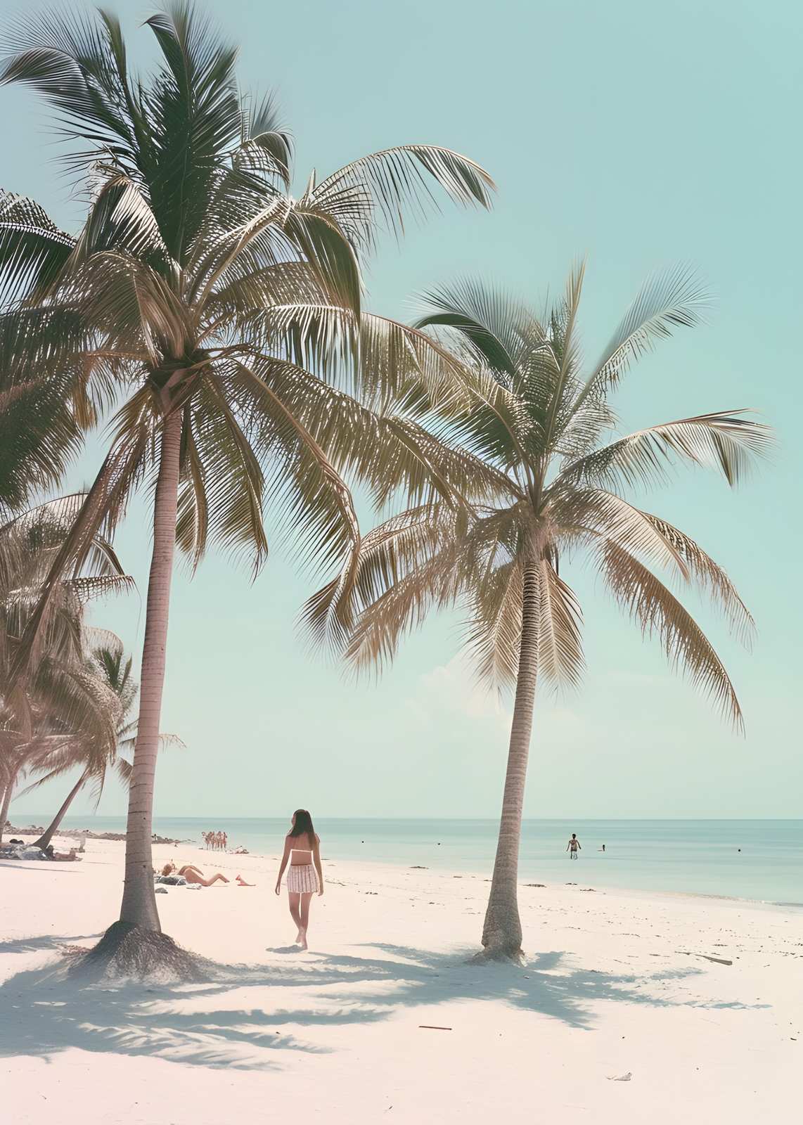 Tropical Beach Serenity Palm Trees Wall Art