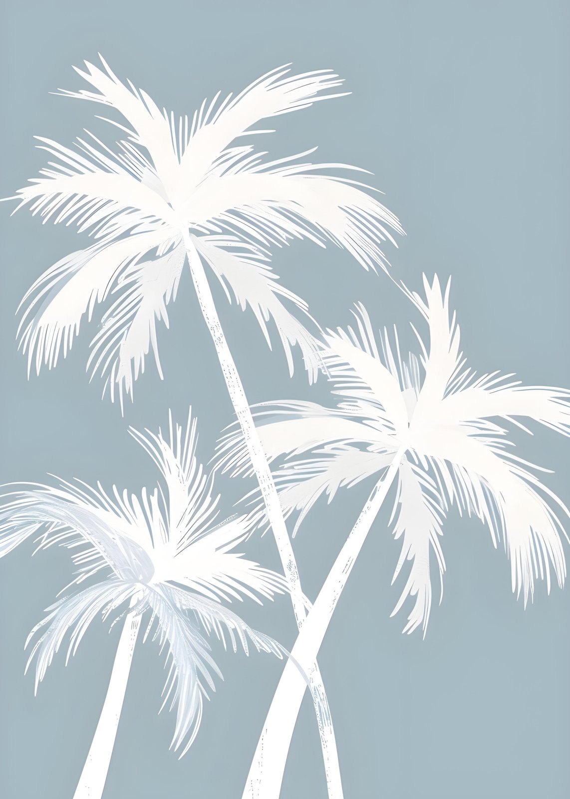 Serene White Palm Trees Wall Art