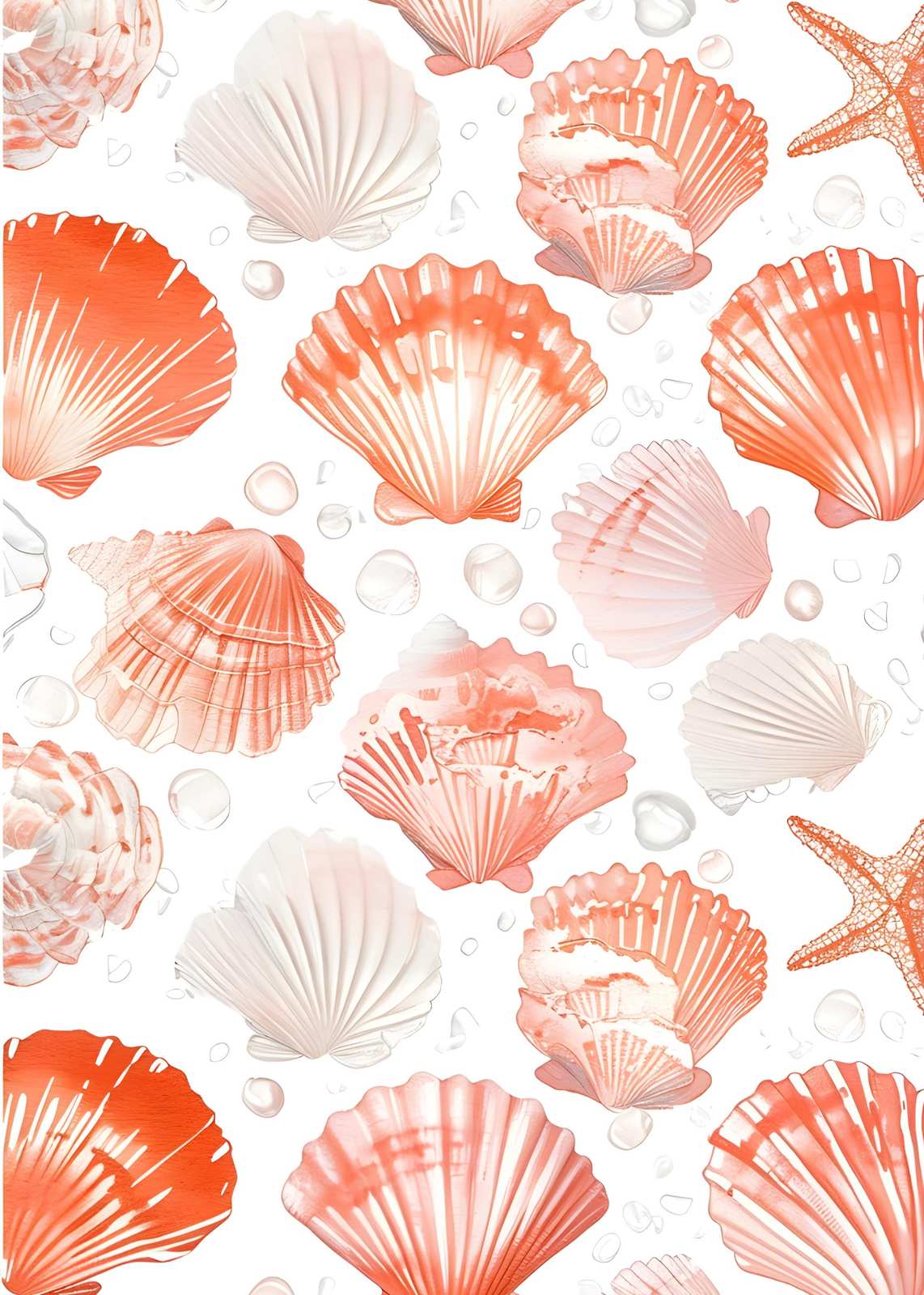 Coral Seashell Beach Art Wall Art
