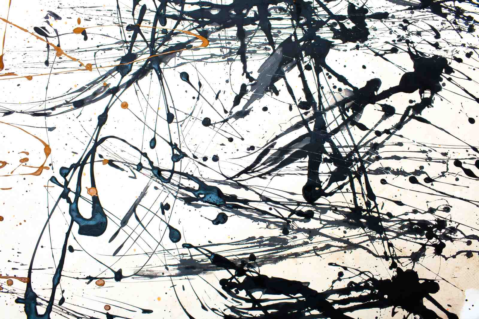 Abstract Drip Art Black & Gold Wall Art
