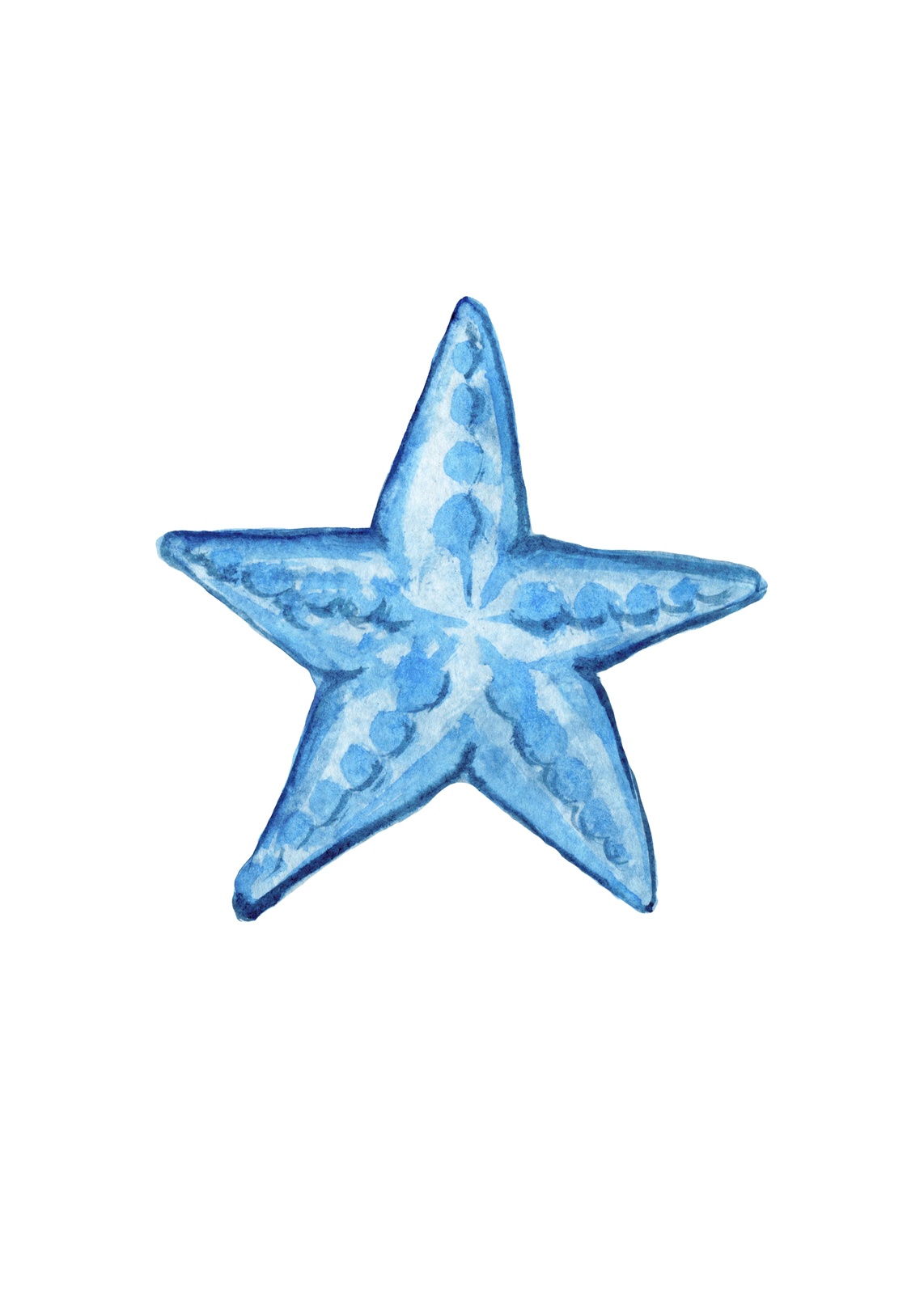 Blue Starfish Watercolor Beach Art Wall Art