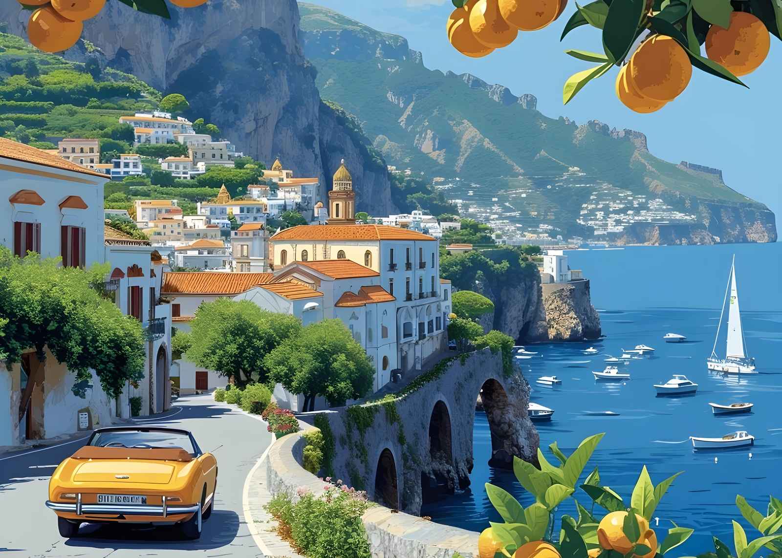 Amalfi Coast Citrus Drive Wall Art