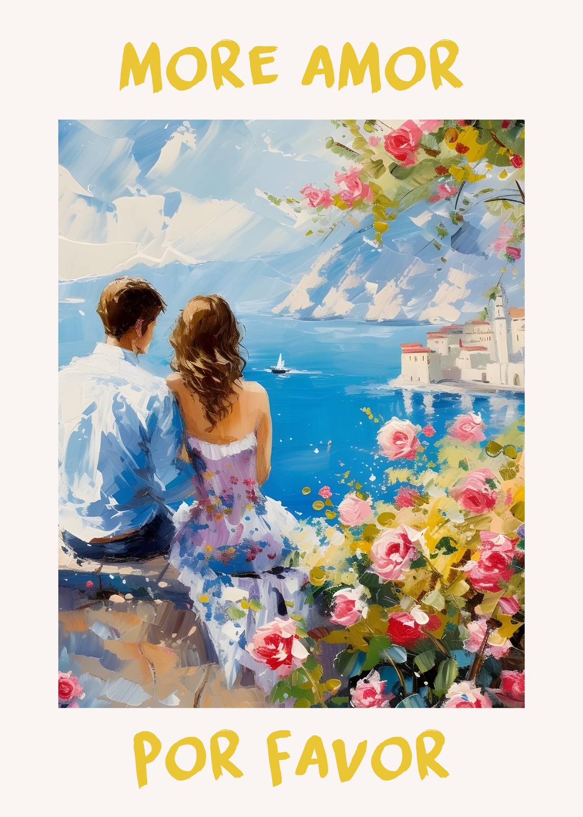 Romantic Couple Amalfi Coast Wall Art