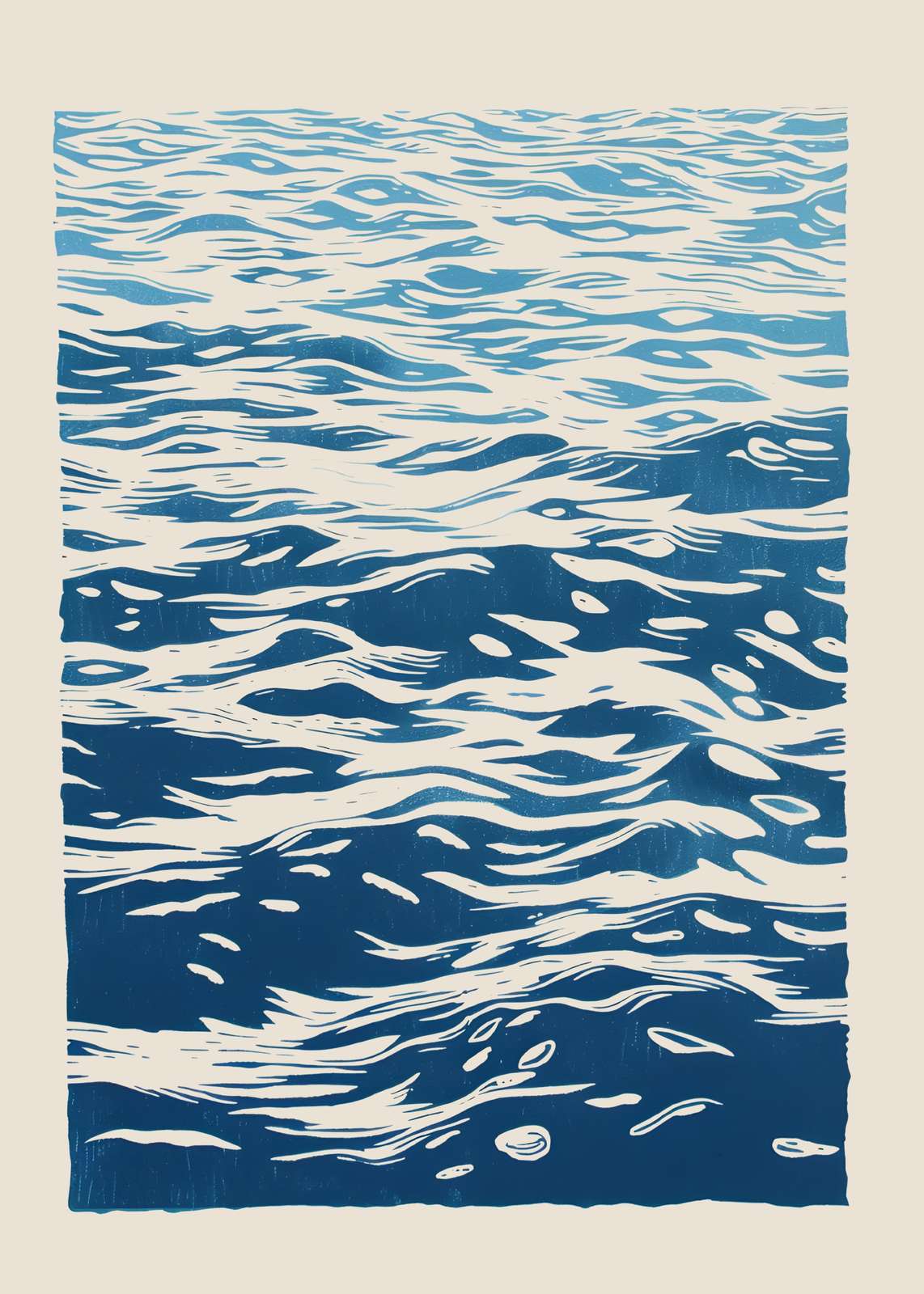 Serene Water Ripples Blue & Cream Wall Art