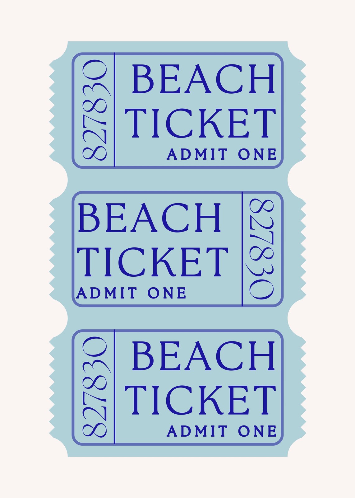 Vintage Beach Ticket Coastal Art Wall Art