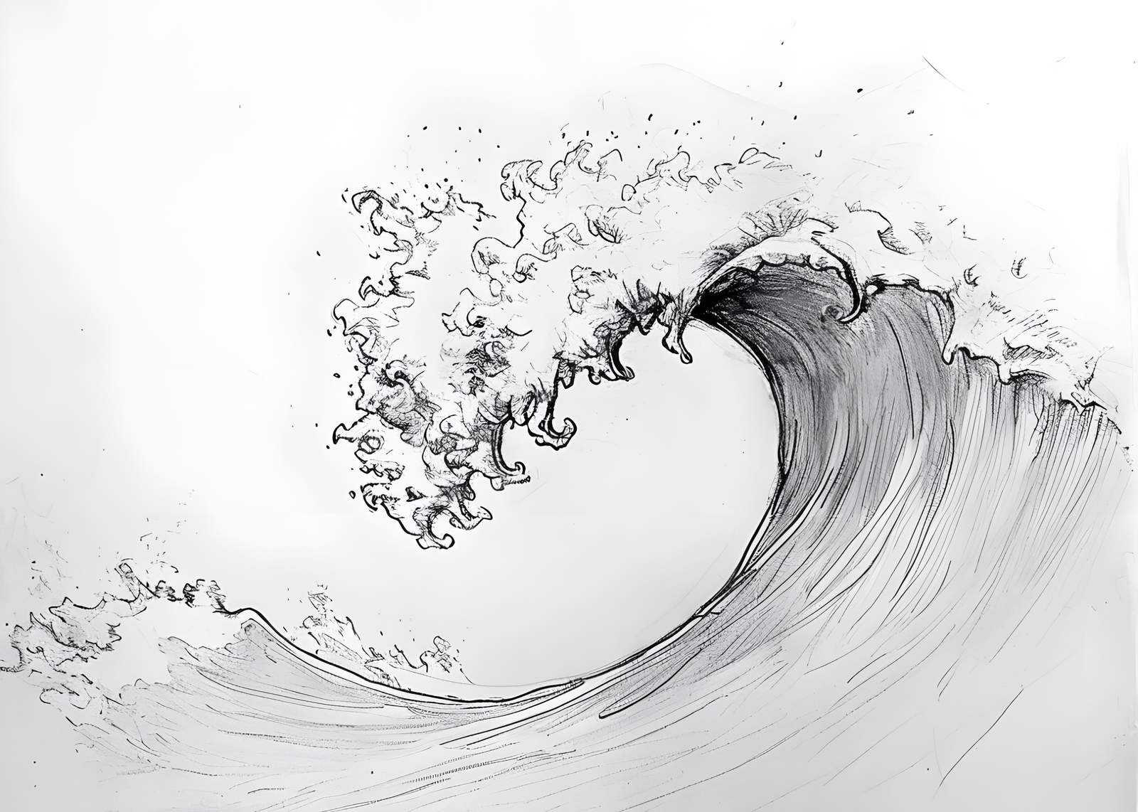 Dynamic Wave Ink Sketch Wall Art
