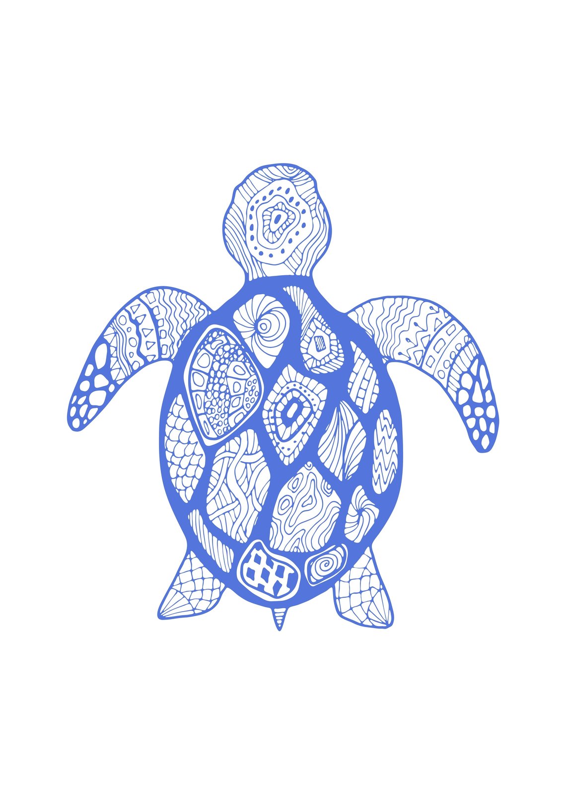 Bohemian Blue Turtle Zen Doodle Wall Art
