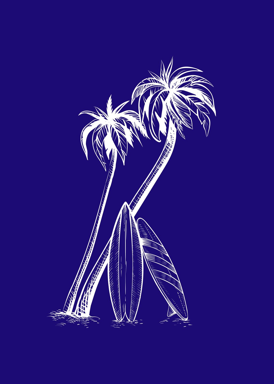 Tropical Surf Vibes Palm Trees Wall Art