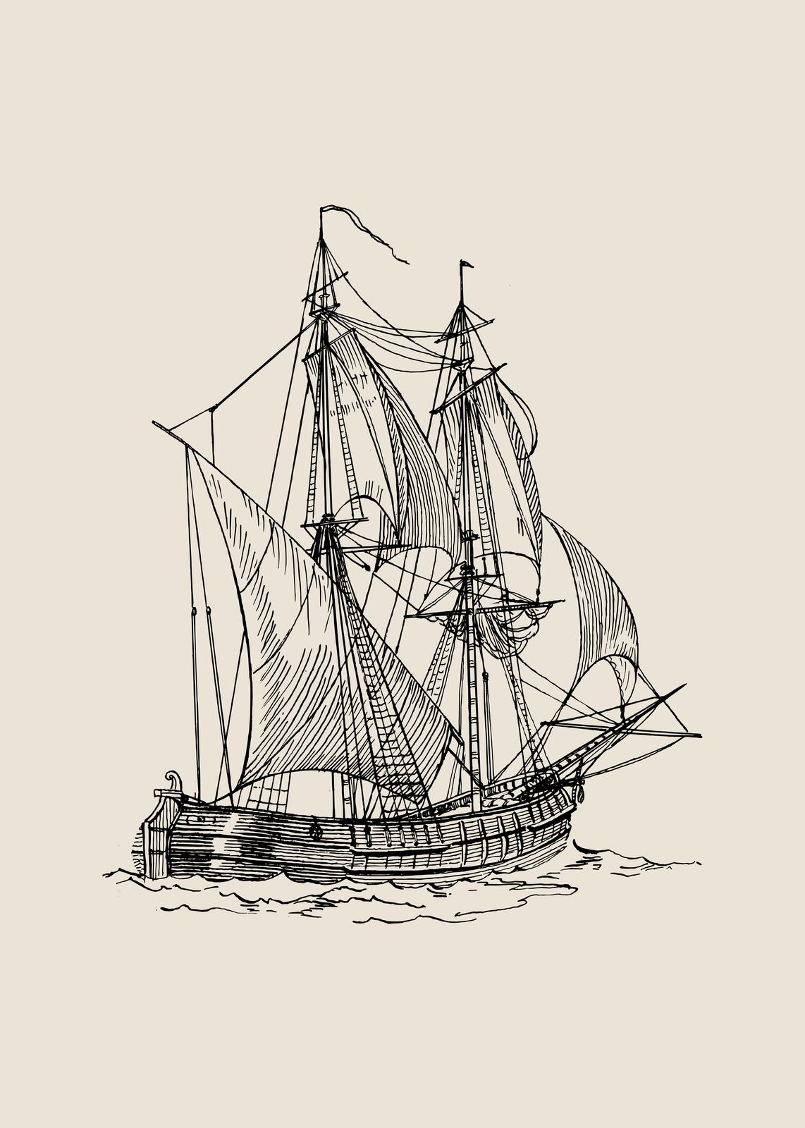 Vintage Tall Ship Nautical Art Wall Art