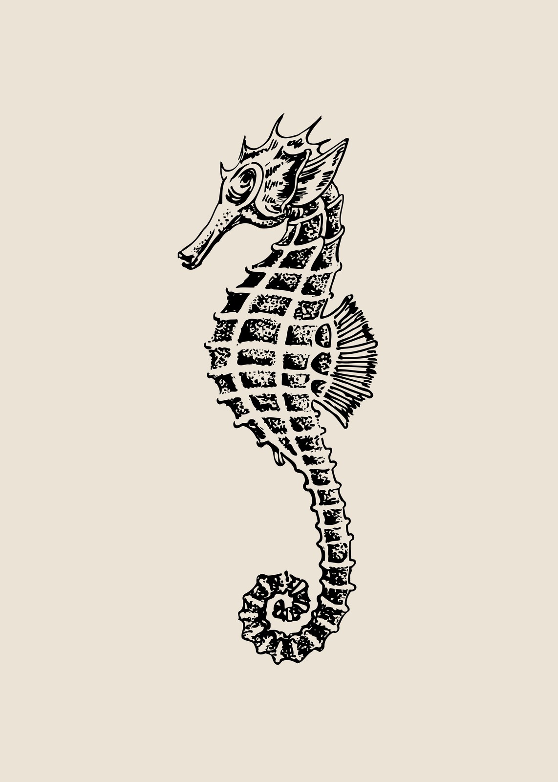 Vintage Seahorse Silhouette Wall Art