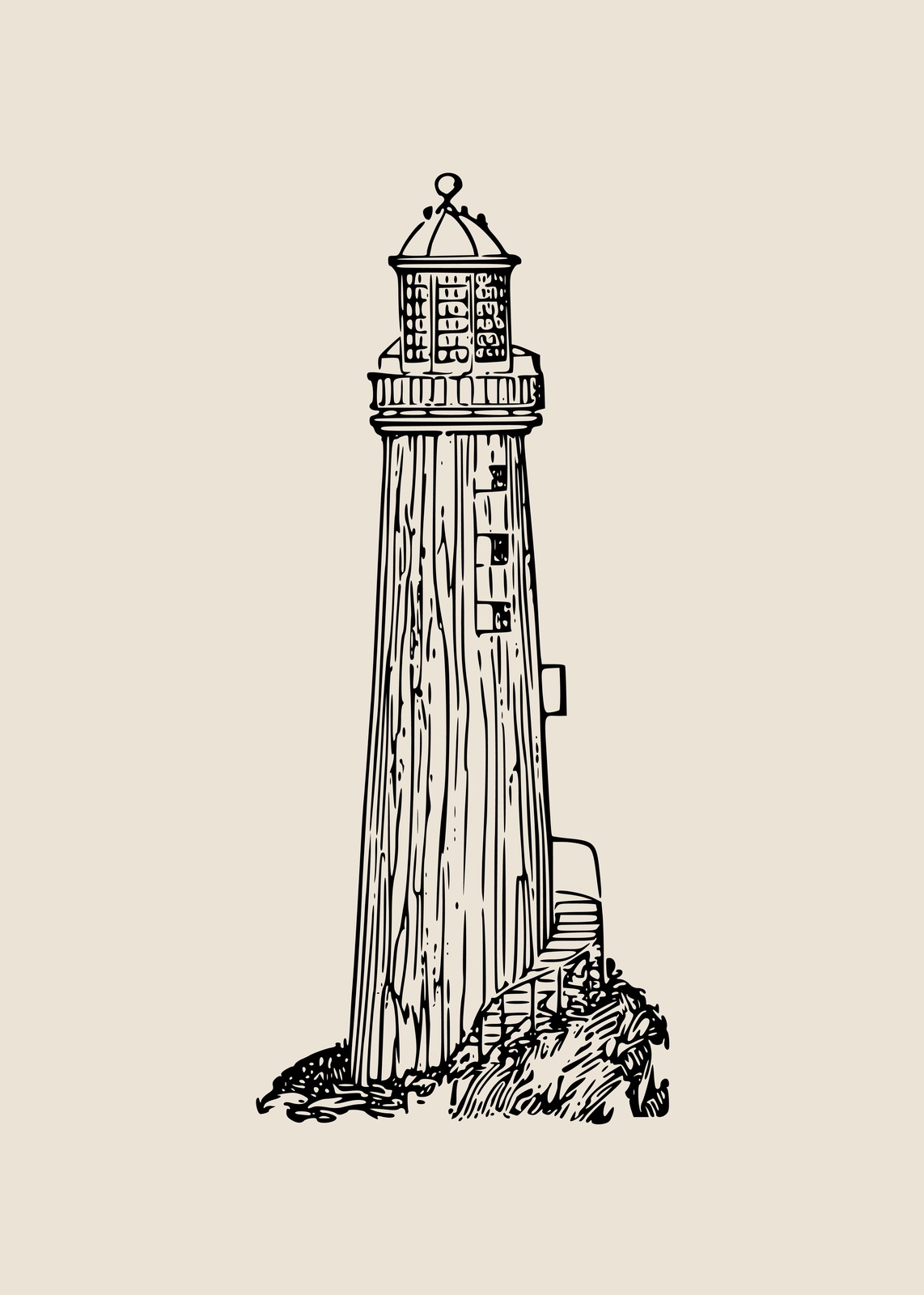 Vintage Lighthouse Sketch Wall Art