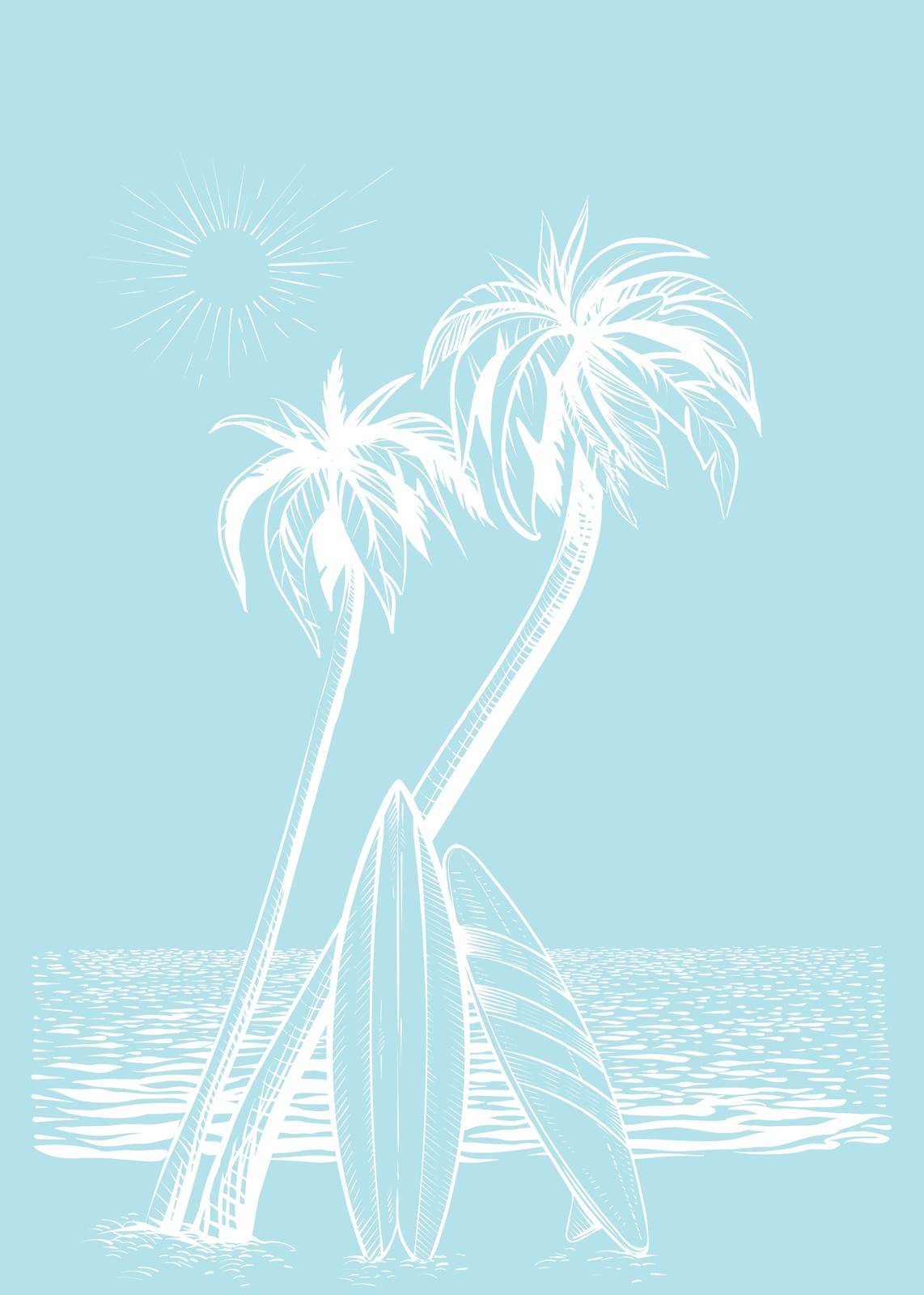 Coastal Vibes Palm Trees & Surfboards Wall Art